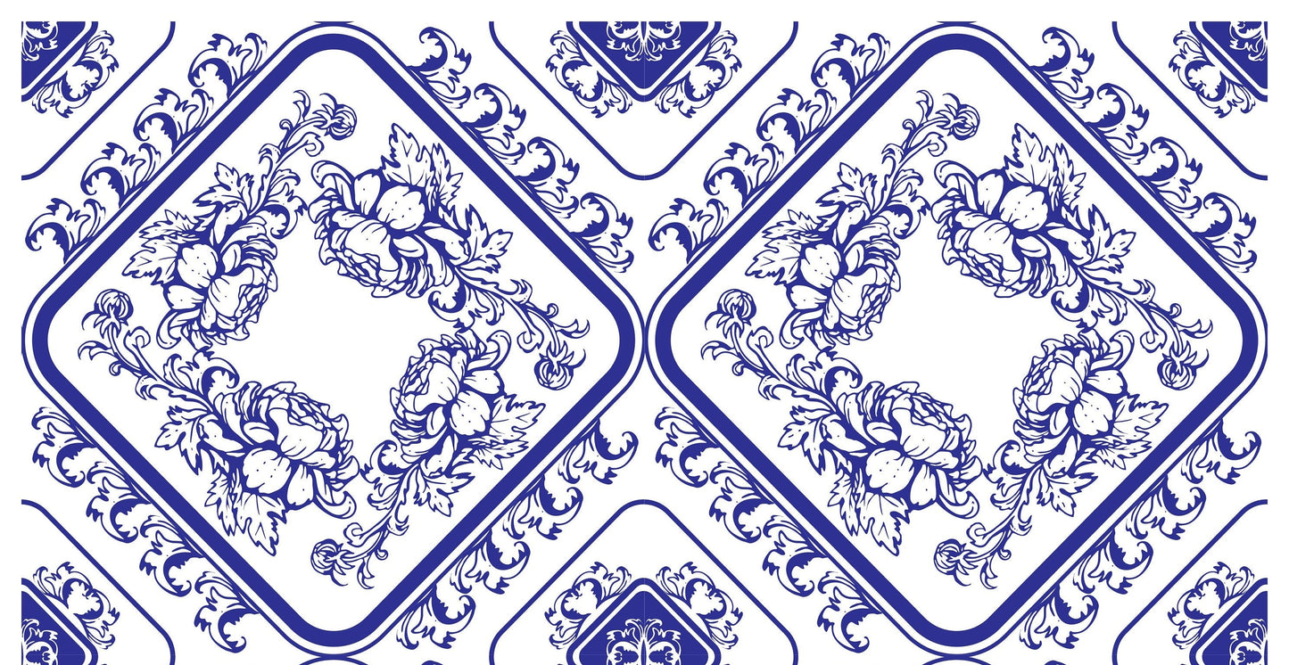 Blue Geometric Illustrations Decoupage Paper for Furniture - Large Rice Paper Decoupage - Vintage Patterns for Decoupage