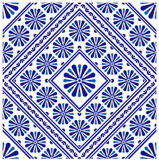 Blue Geometric Illustrations Decoupage Paper for Furniture - Large Rice Paper Decoupage - Vintage Patterns for Decoupage