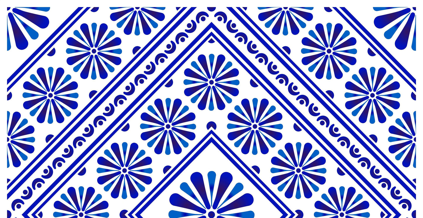 Blue Geometric Illustrations Decoupage Paper for Furniture - Large Rice Paper Decoupage - Vintage Patterns for Decoupage