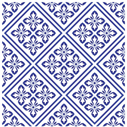 Blue Geometric Illustrations Decoupage Paper for Furniture - Large Rice Paper Decoupage - Vintage Patterns for Decoupage