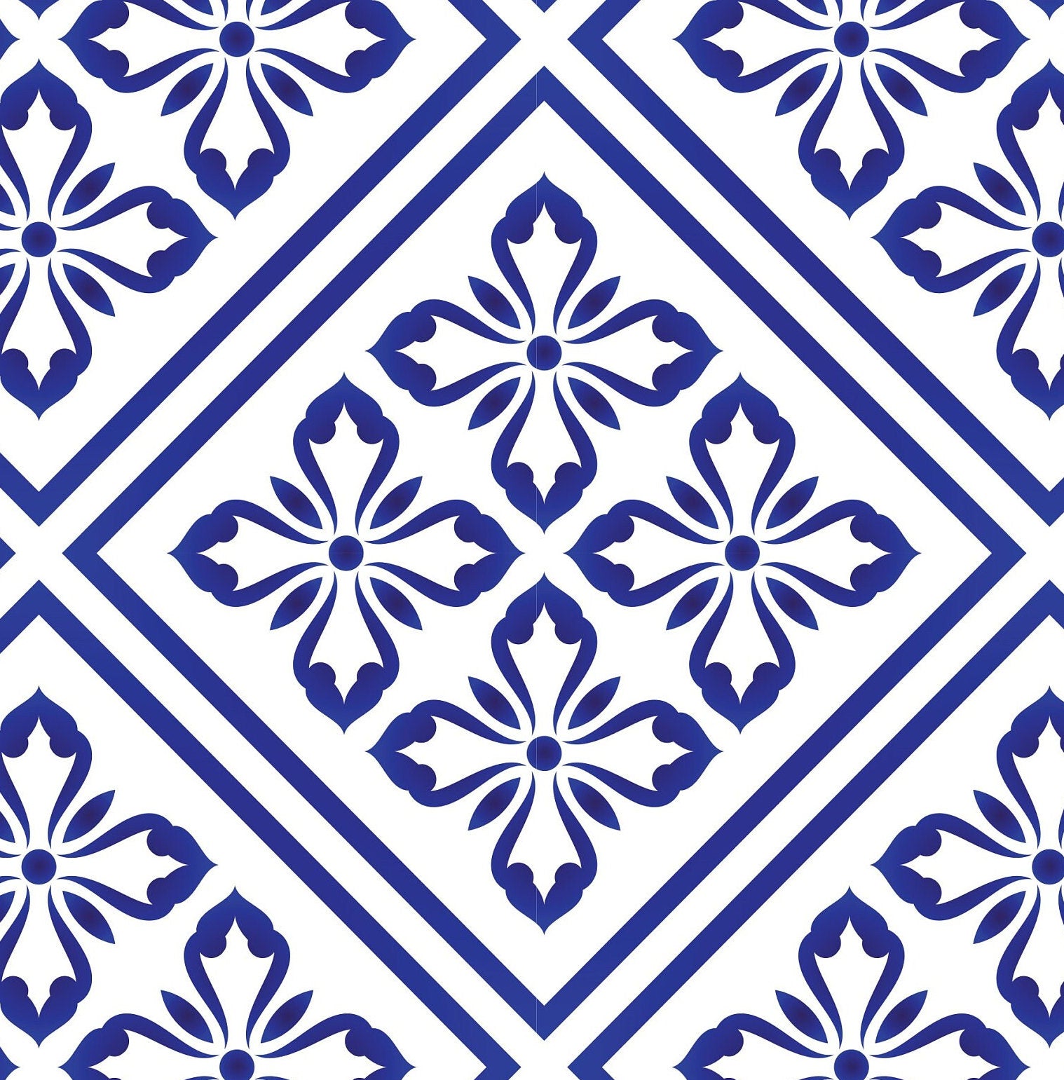 Blue Geometric Illustrations Decoupage Paper for Furniture - Large Rice Paper Decoupage - Vintage Patterns for Decoupage