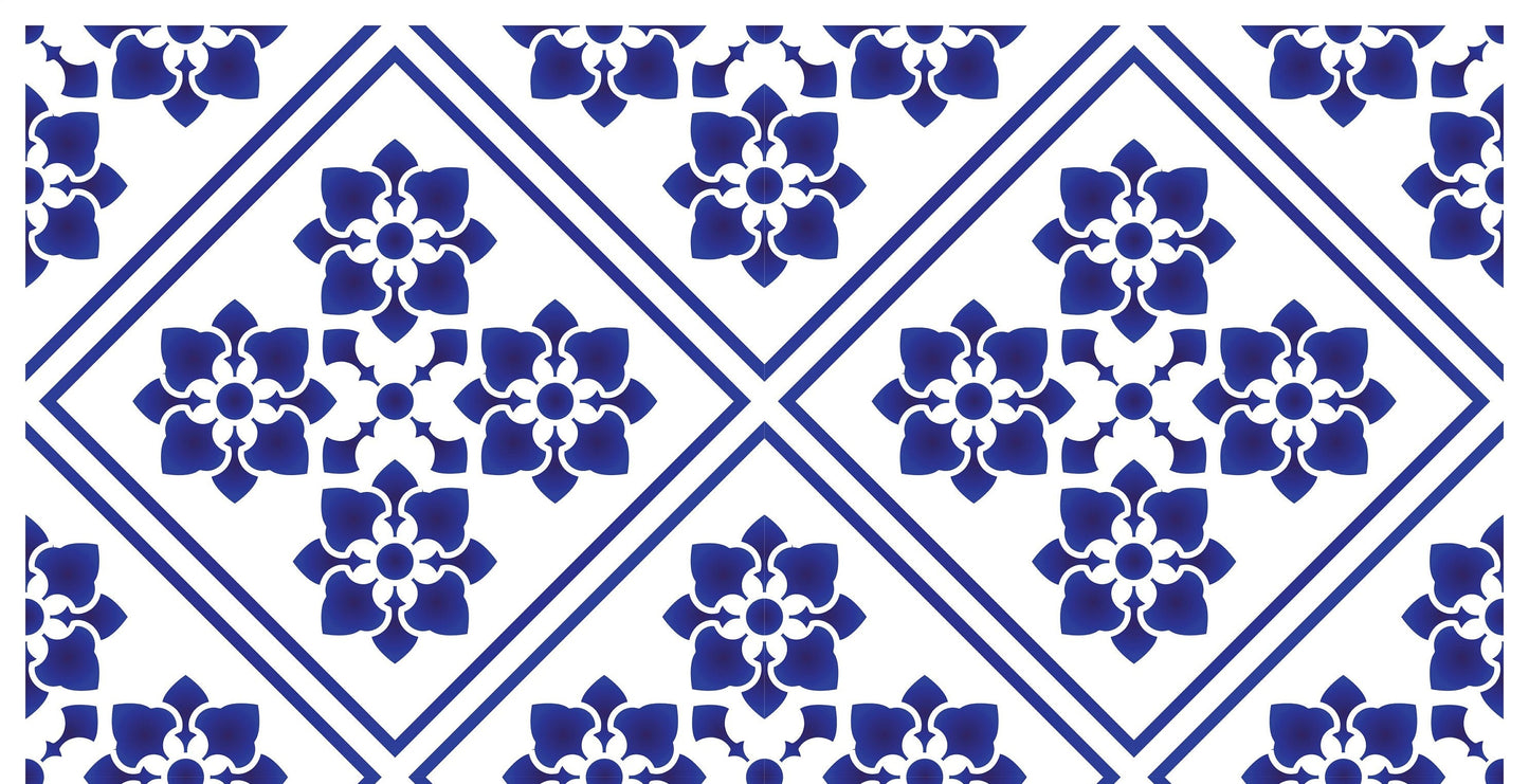Blue Geometric Illustrations Decoupage Paper for Furniture - Large Rice Paper Decoupage - Vintage Patterns for Decoupage