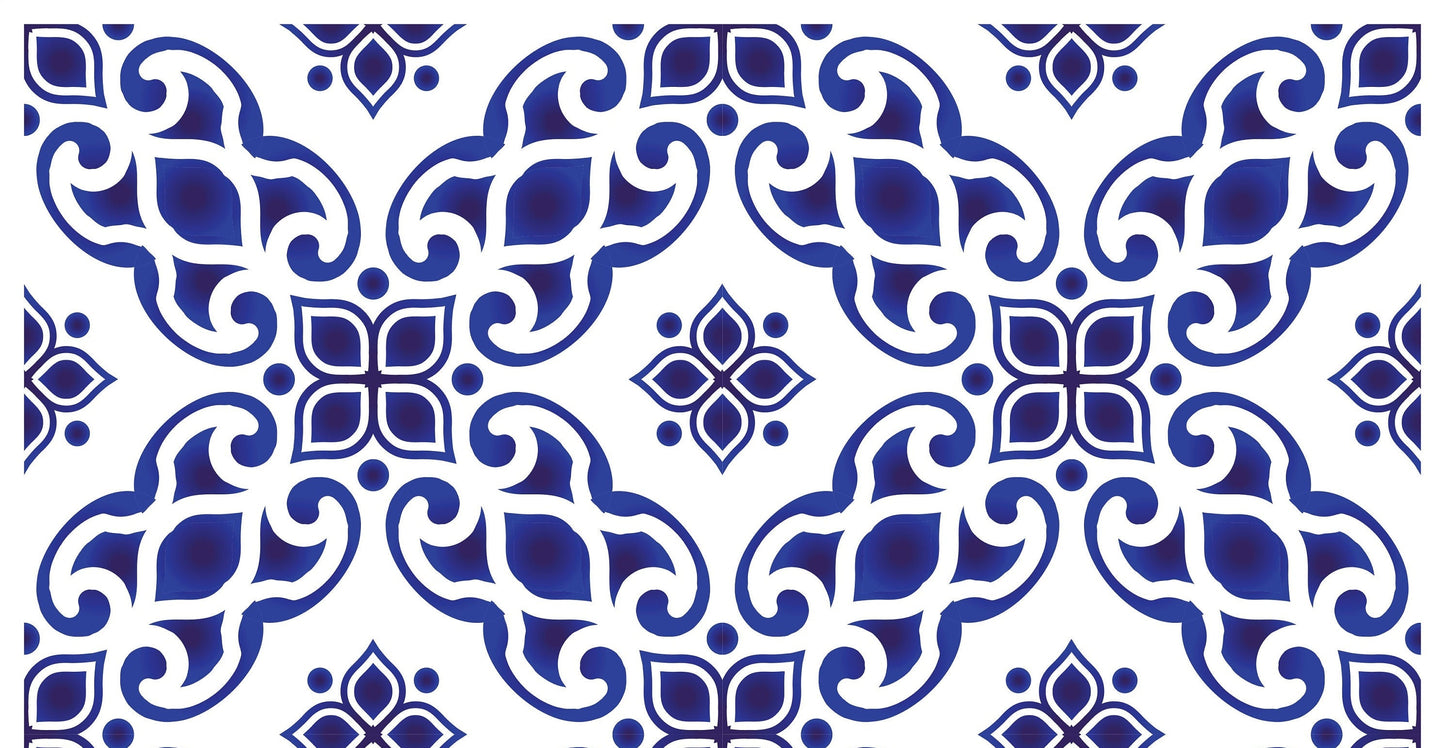 Blue Geometric Illustrations Decoupage Paper for Furniture - Large Rice Paper Decoupage - Vintage Patterns for Decoupage