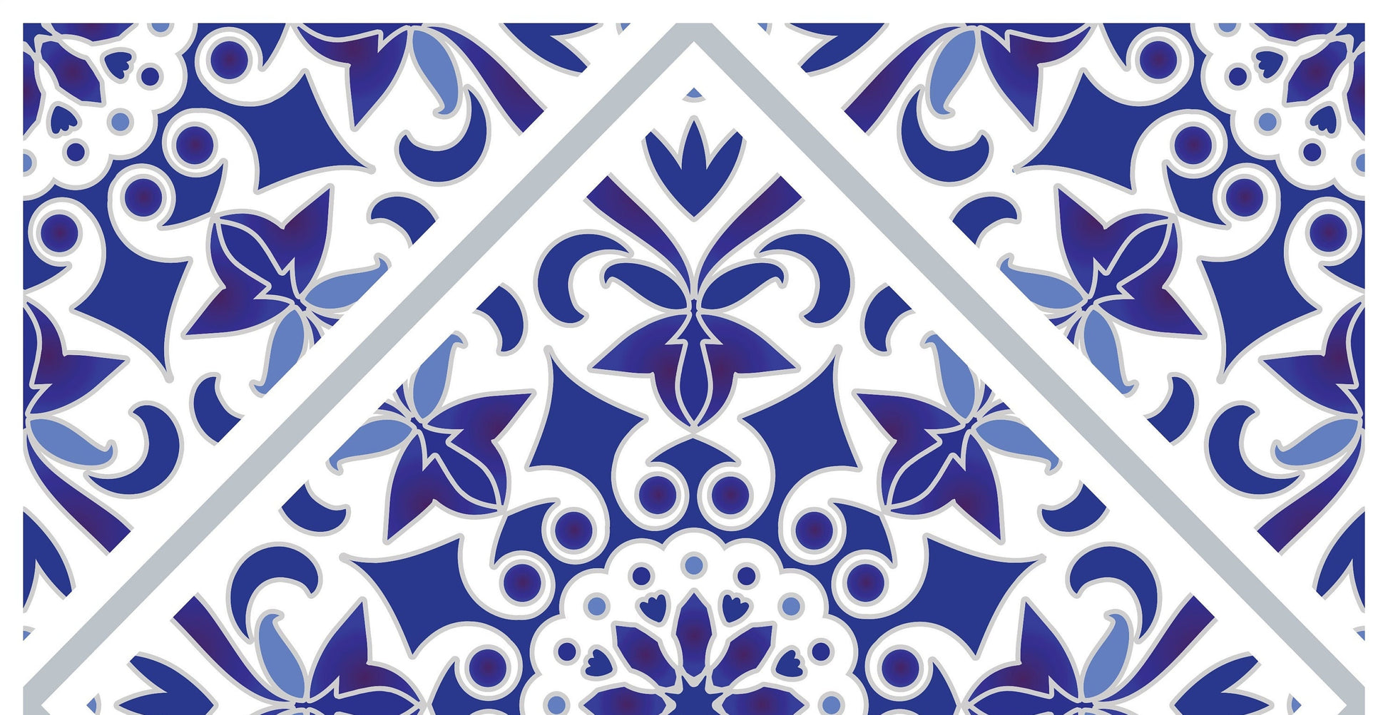Blue Geometric Illustrations Decoupage Paper for Furniture - Large Rice Paper Decoupage - Vintage Tile Patterns for Decoupage