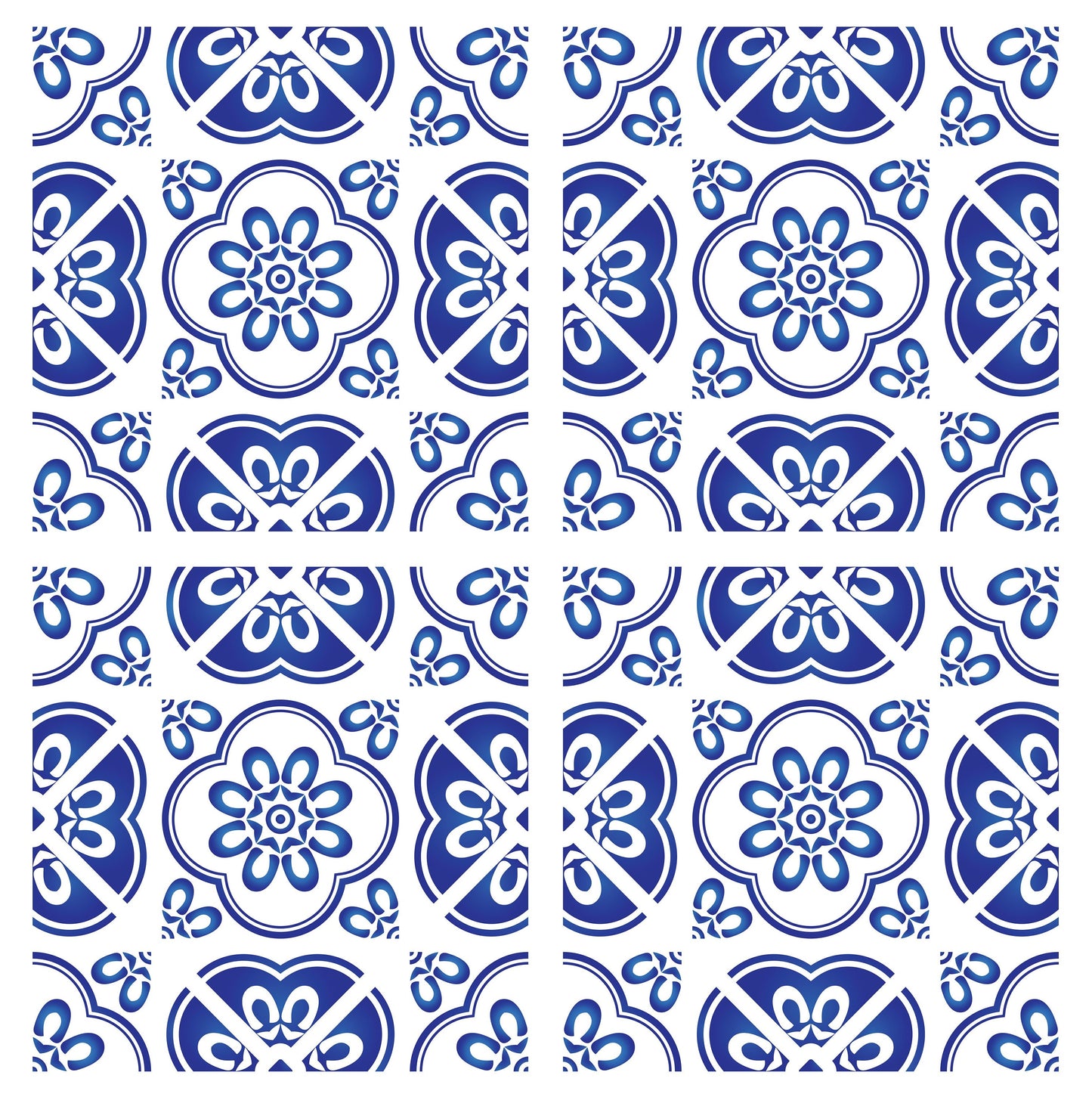 Blue Geometric Illustrations Decoupage Paper for Furniture - Large Rice Paper Decoupage - Vintage Tile Patterns for Decoupage