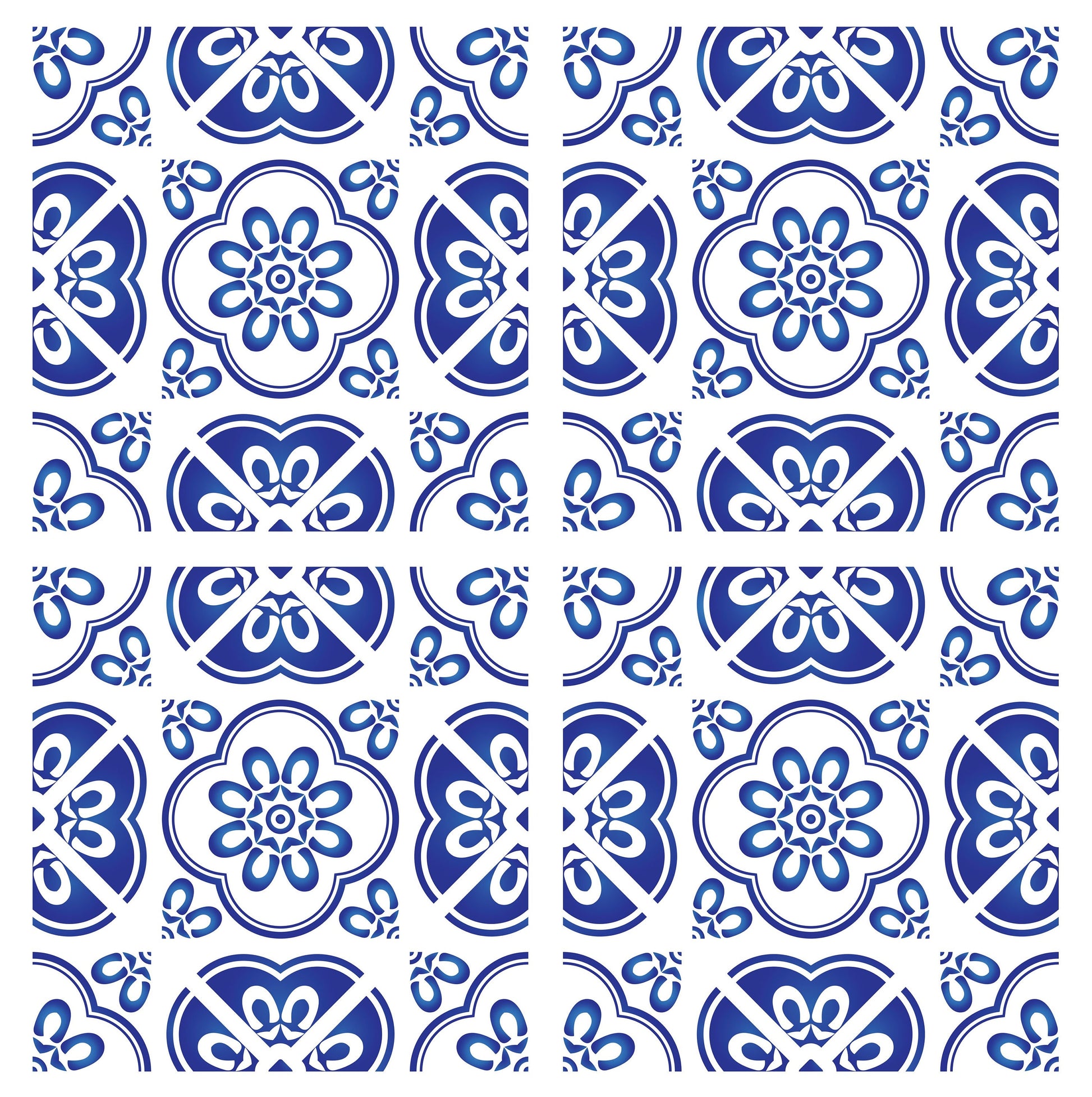 Blue Geometric Illustrations Decoupage Paper for Furniture - Large Rice Paper Decoupage - Vintage Tile Patterns for Decoupage