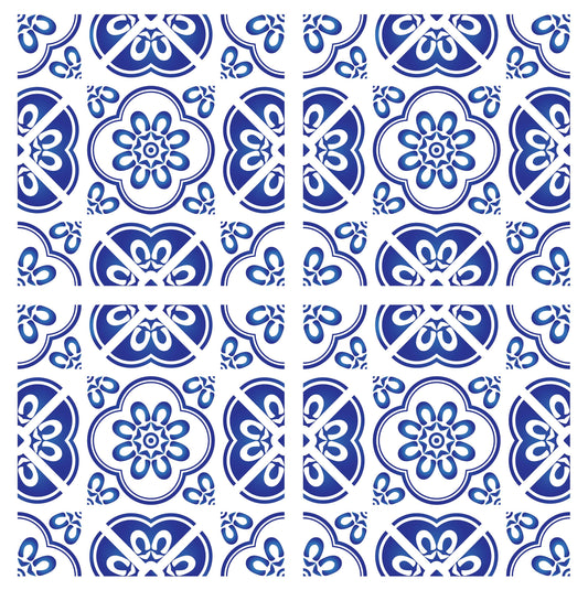 Blue Geometric Illustrations Decoupage Paper for Furniture - Large Rice Paper Decoupage - Vintage Tile Patterns for Decoupage