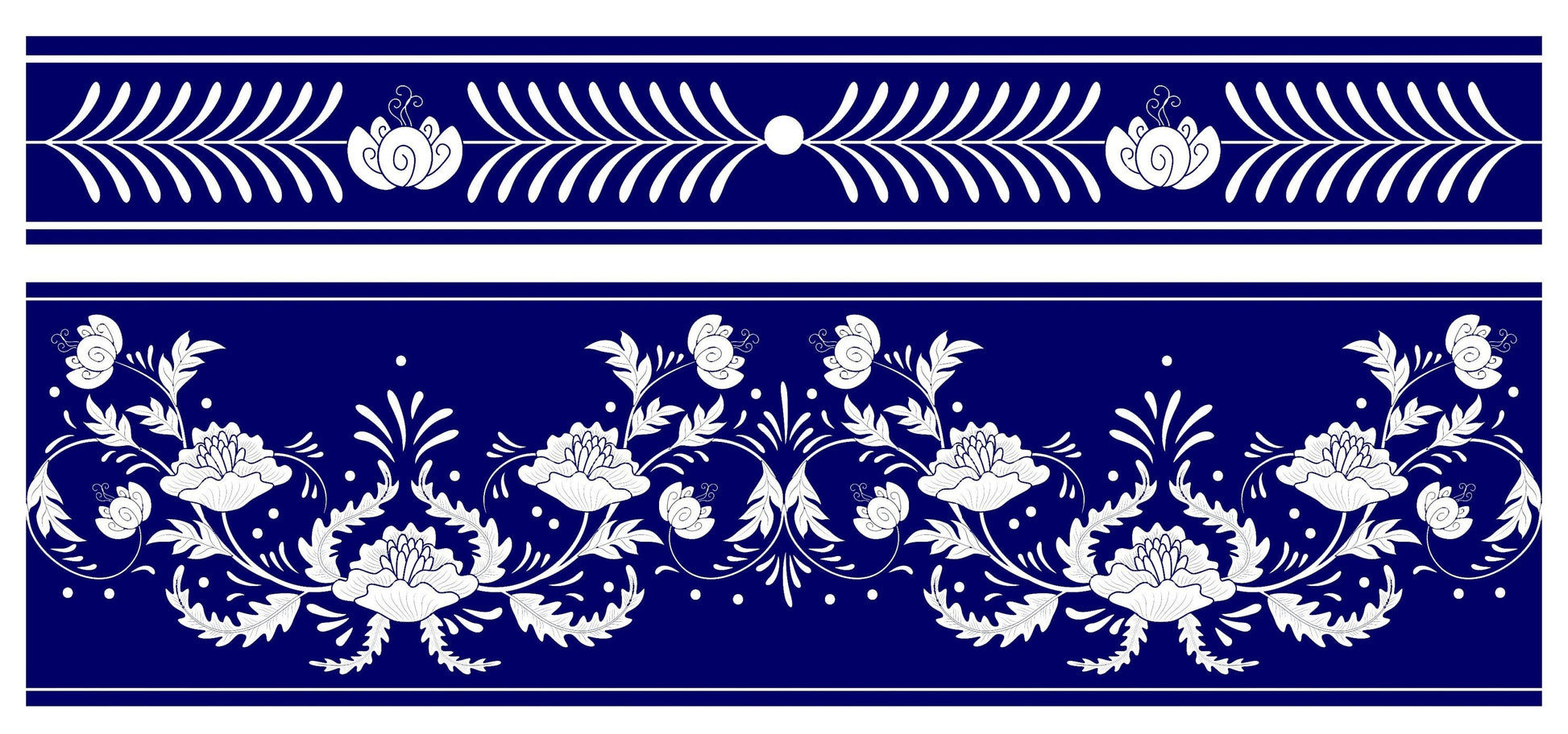 Blue Geometric Illustrations Decoupage Paper for Furniture - Large Rice Paper Decoupage - Vintage Bordure Patterns for Decoupage