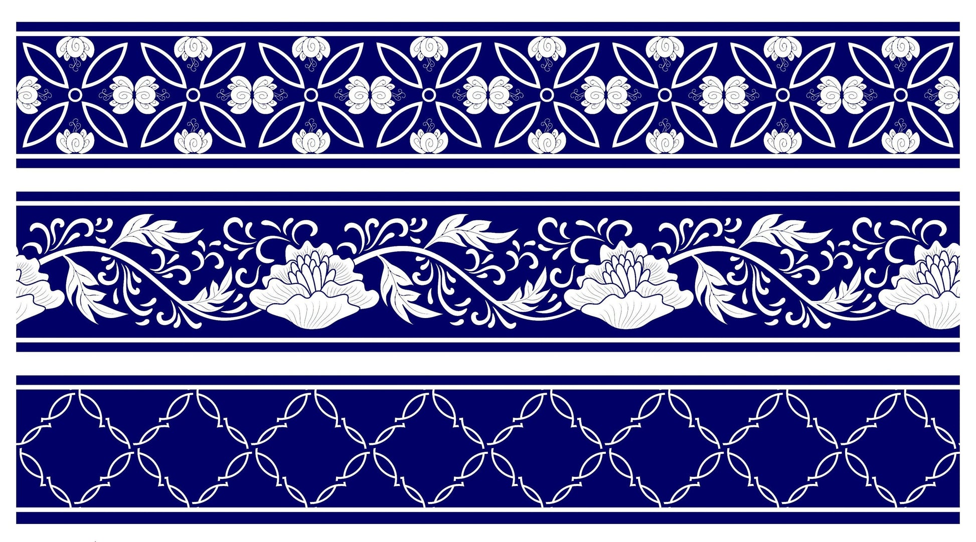 Blue Geometric Illustrations Decoupage Paper for Furniture - Large Rice Paper Decoupage - Vintage Bordure Patterns for Decoupage
