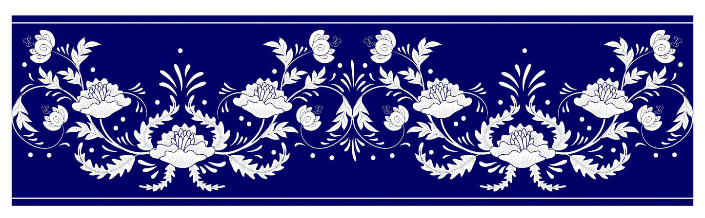Blue Geometric Illustrations Decoupage Paper for Furniture - Large Rice Paper Decoupage - Vintage Bordure Patterns for Decoupage