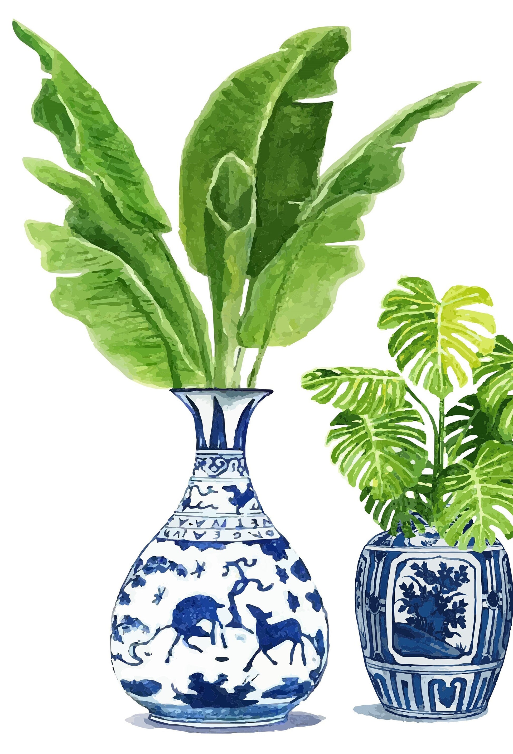 Blue Vases Decoupage Paper for Furniture - Large Rice Paper Decoupage - Vintage Patterns for Decoupage