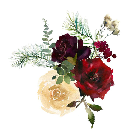 Watercolor Floral Rice Paper - Vintage Decoupage Paper for Furniture - Large Flowers Decoupage Paper - DIY Projects - White and Red Roses