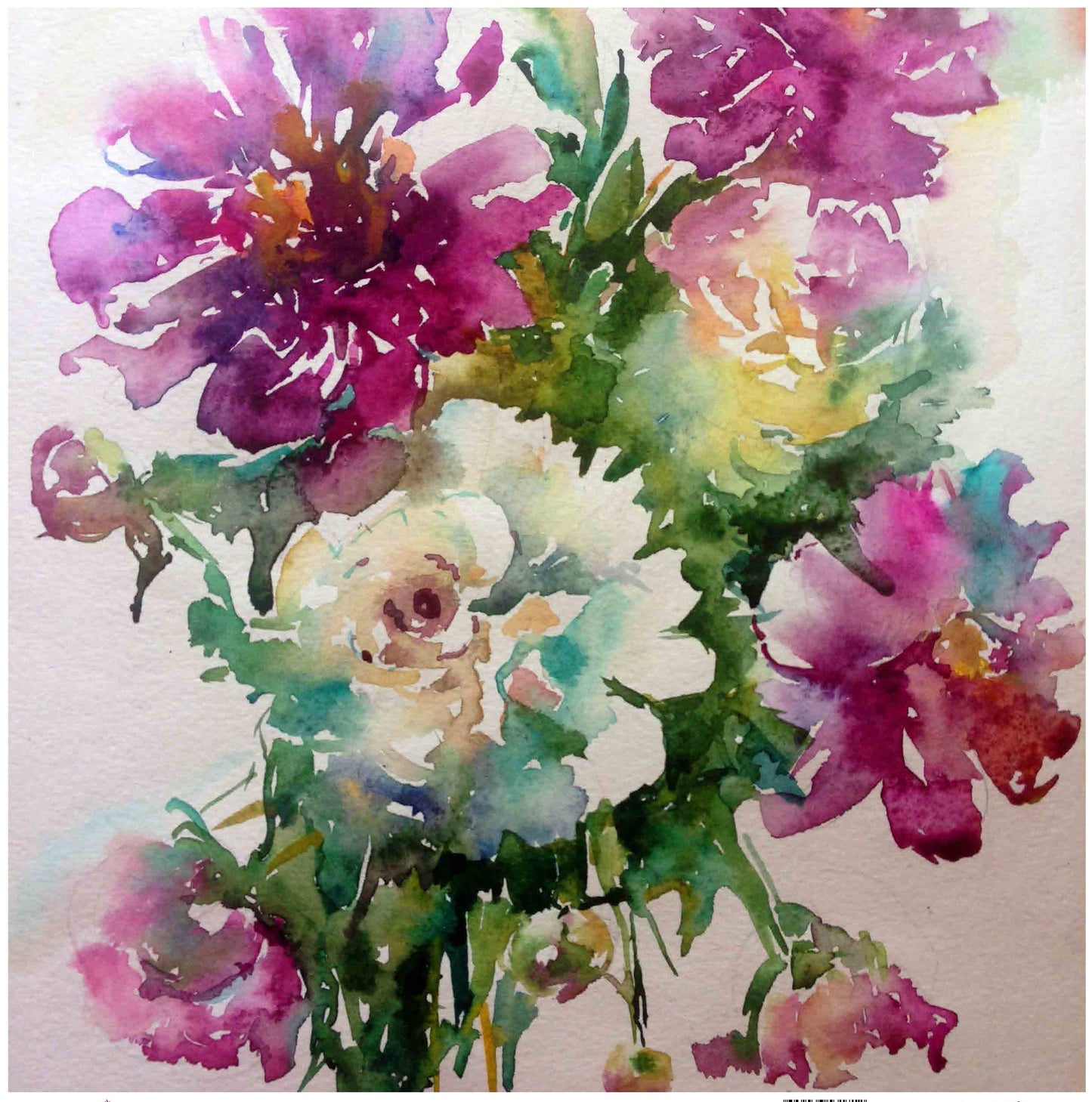 Colorful Flowers - Watercolor Floral Rice Paper - Vintage Decoupage Paper for Furniture - Large Flowers Decoupage Paper