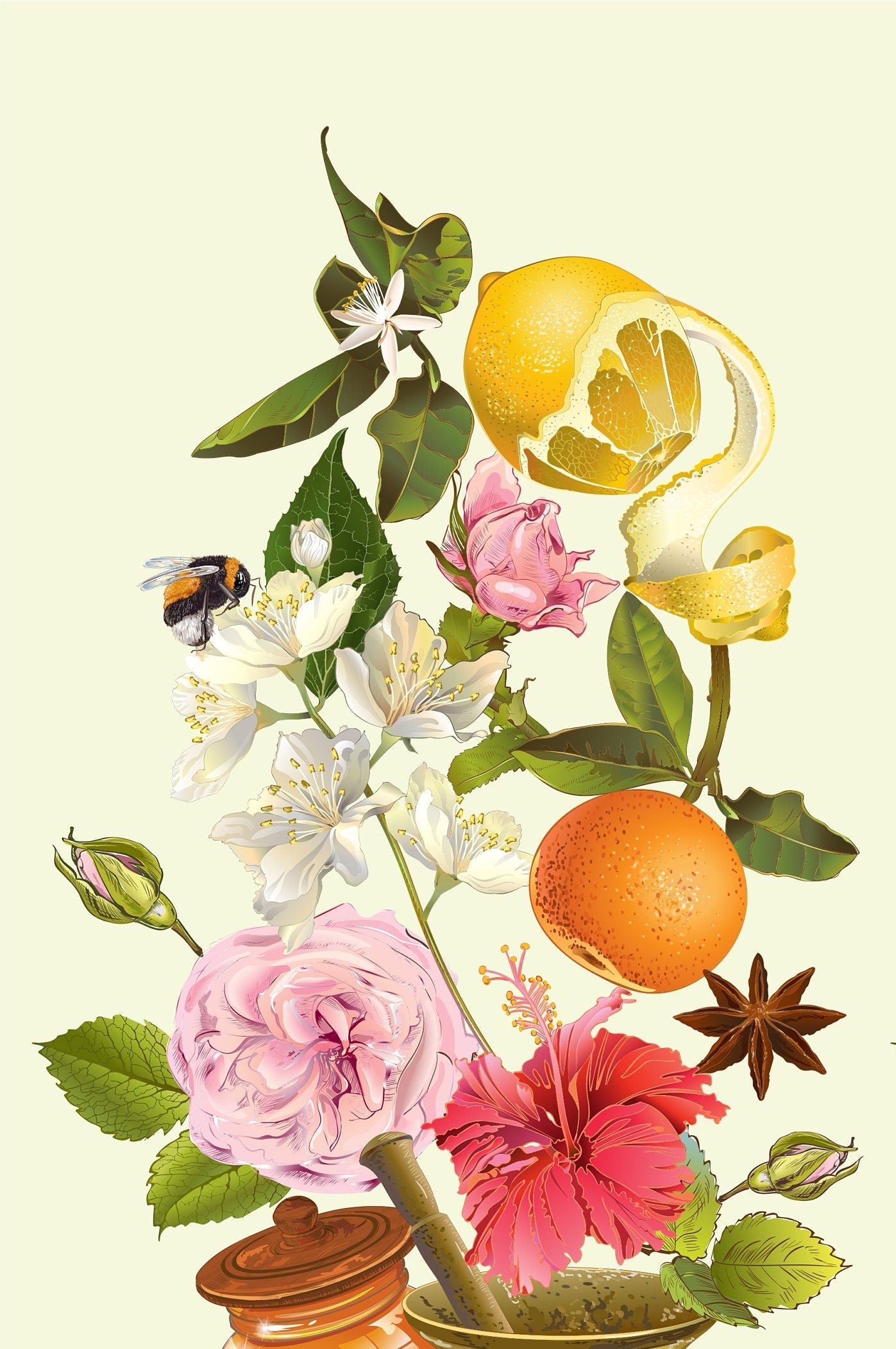 Decoupage Paper for Furniture - Rice Paper Decoupage - Large Decoupage Paper - Fruit Orange Lemon Herbal Decoupage