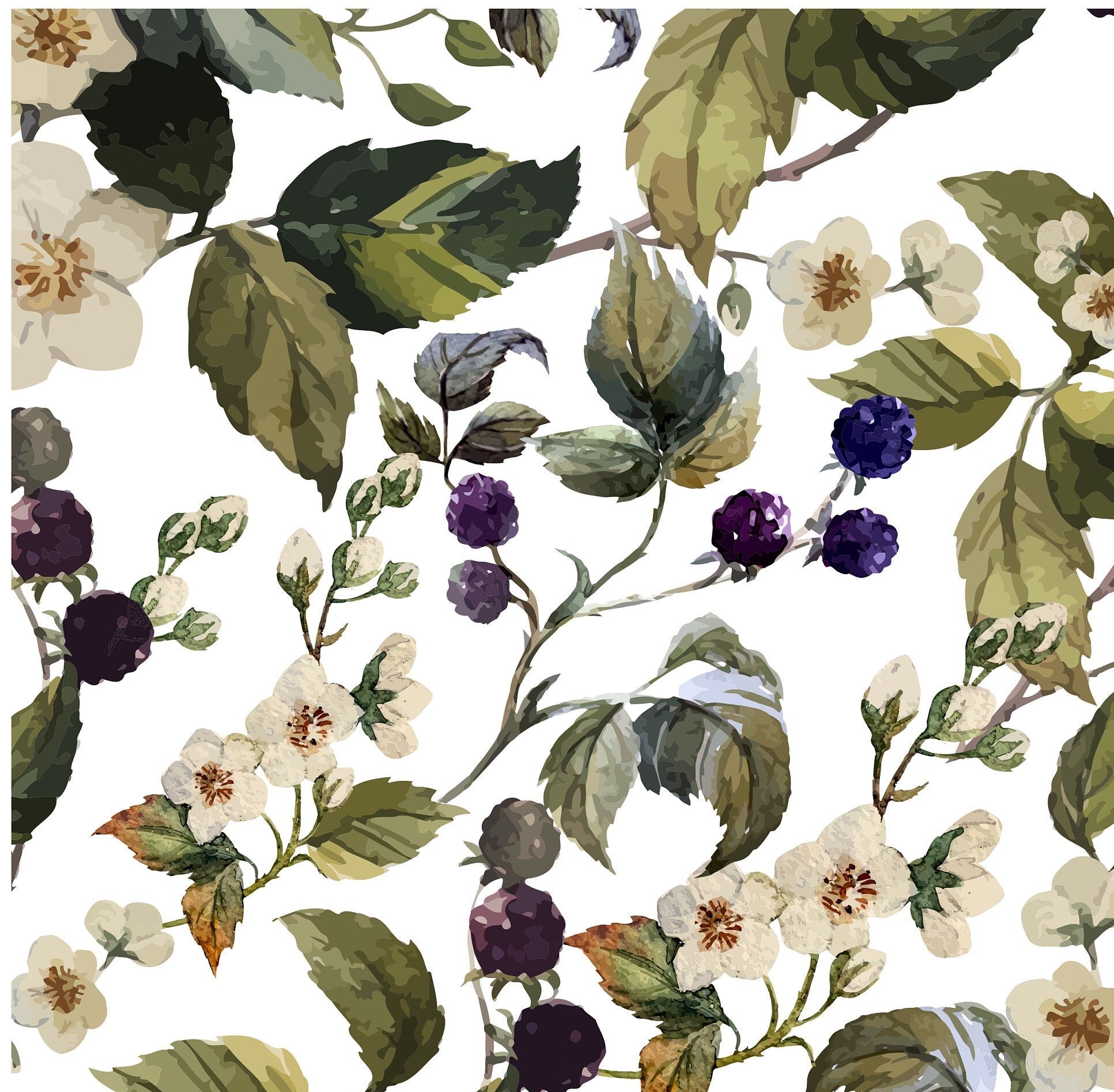 Decoupage Paper for Furniture - Rice Paper Decoupage - Large Decoupage Paper - Fruits Blackberry Decoupage - Purple Green