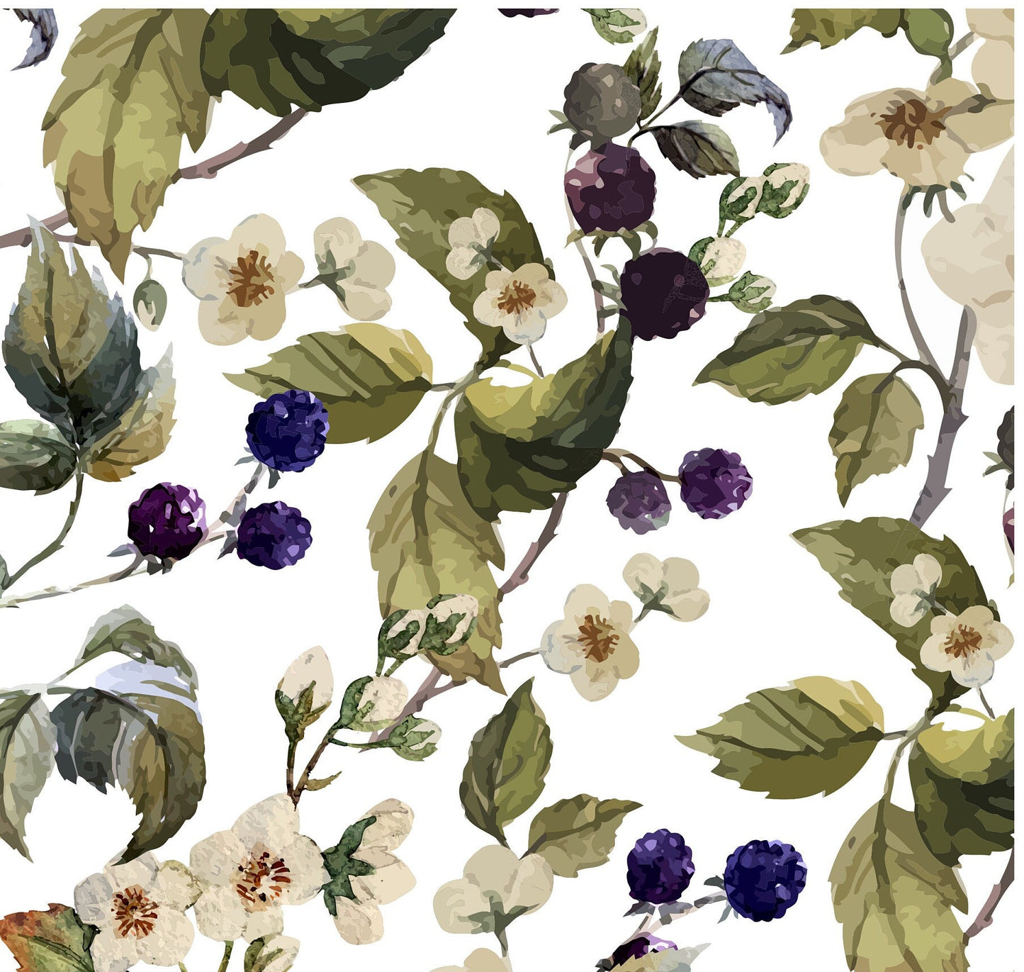 Decoupage Paper for Furniture - Rice Paper Decoupage - Large Decoupage Paper - Fruits Blackberry Decoupage - Purple Green
