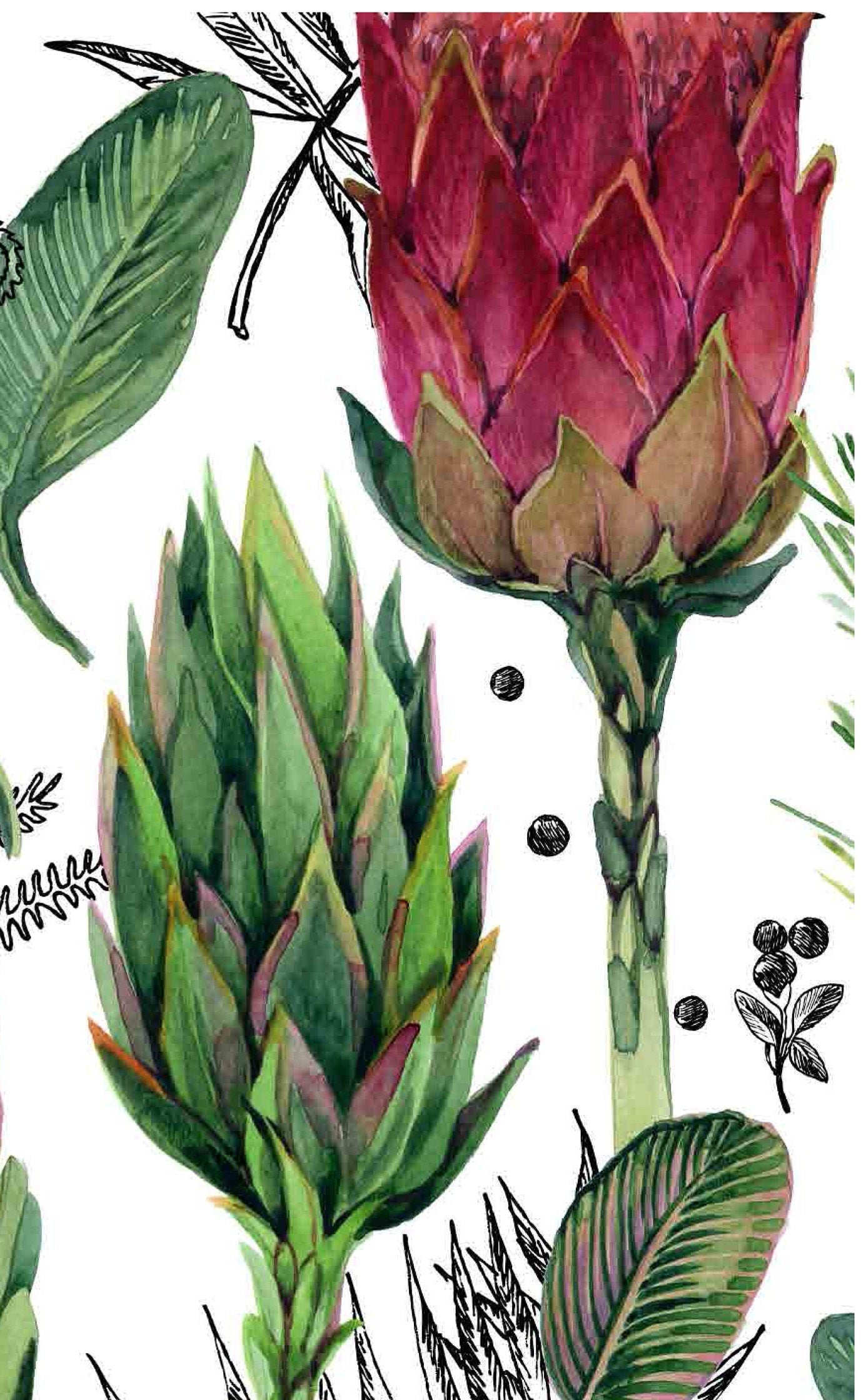 Proteaceae - Decoupage Paper for Furniture - Rice Paper Decoupage - Large Decoupage Paper - Floral Decoupage - Purple Green
