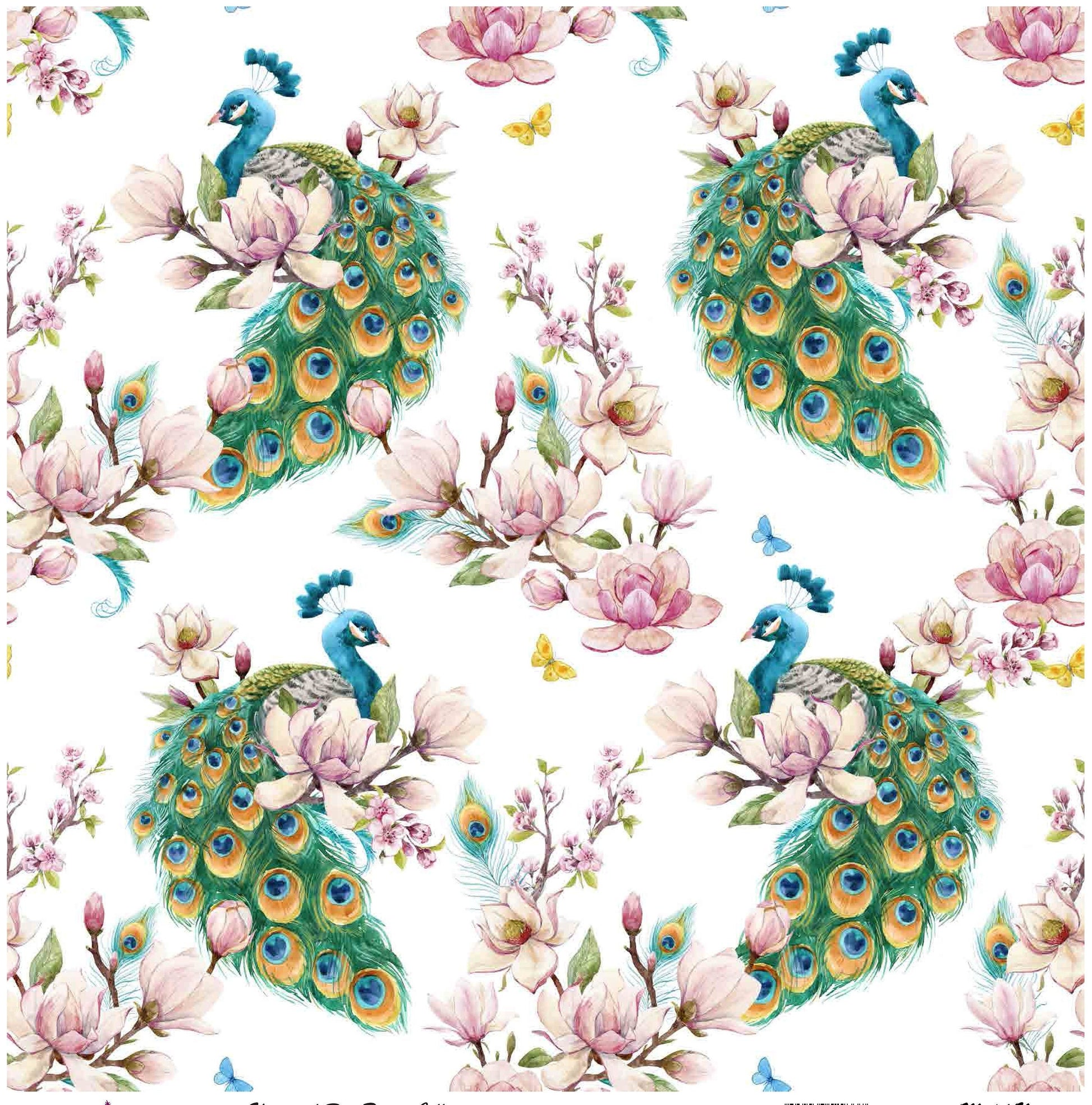 Peacock - Decoupage Paper for Furniture - Rice Paper Decoupage - Large Decoupage Paper - Tropical Birds Decoupage
