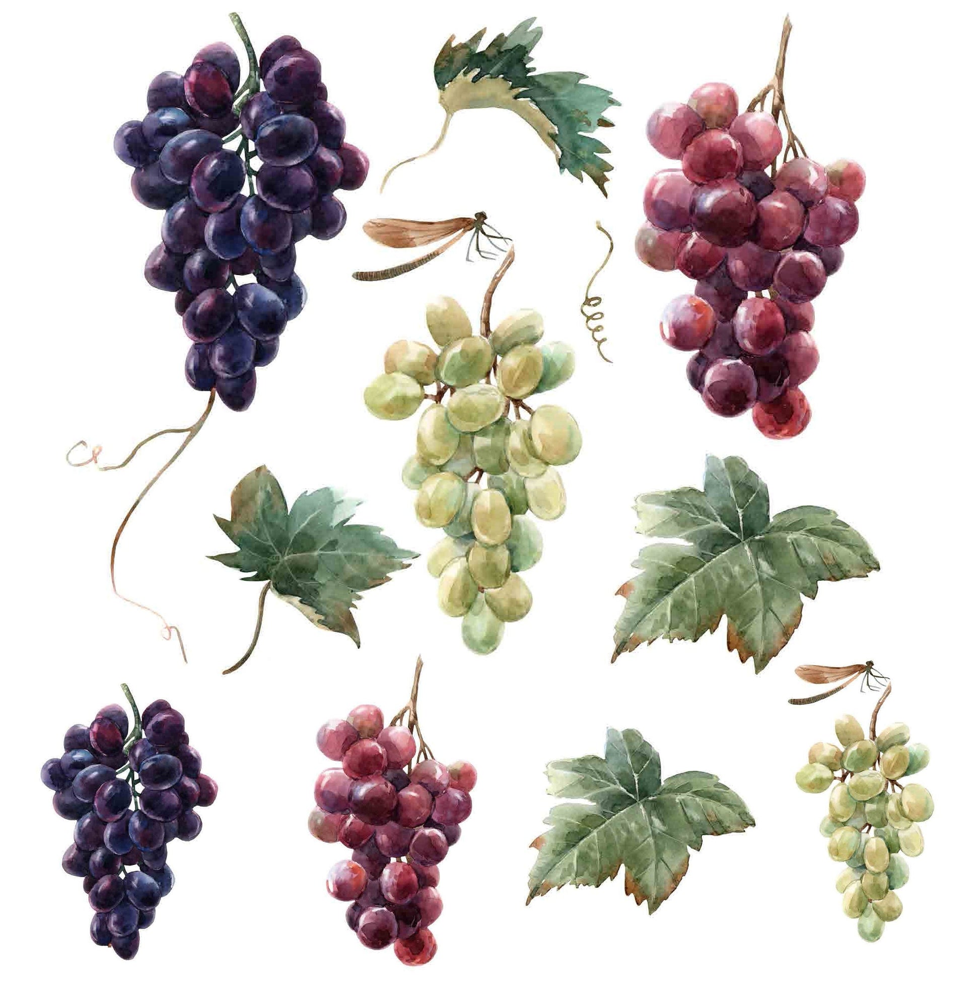 Decoupage Paper for Furniture - Rice Paper Decoupage - Large Decoupage Paper - Purple Green Red Grapes Decoupage