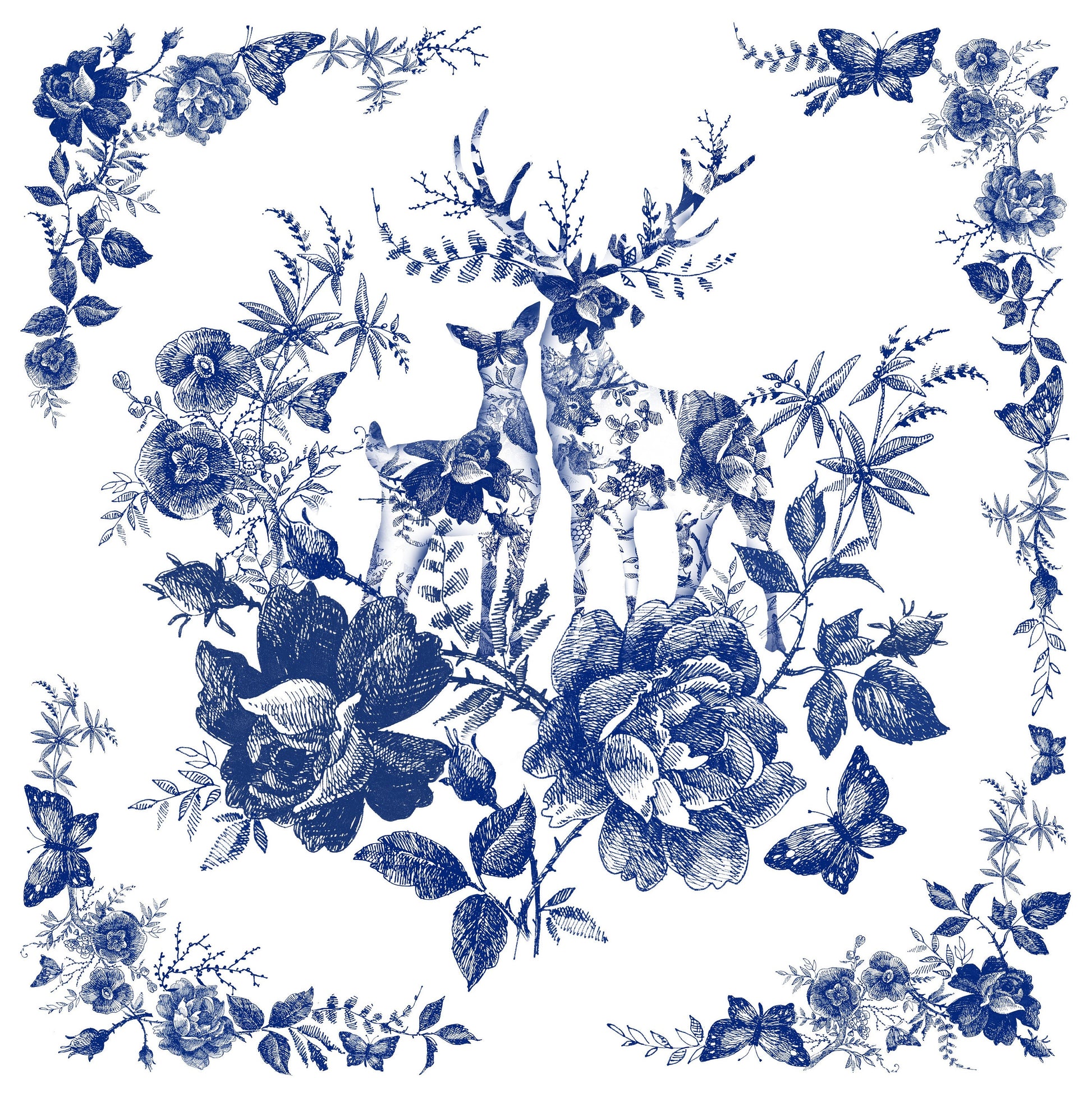 blue deer decoupage