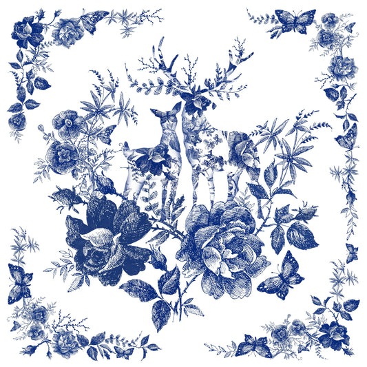 blue deer decoupage