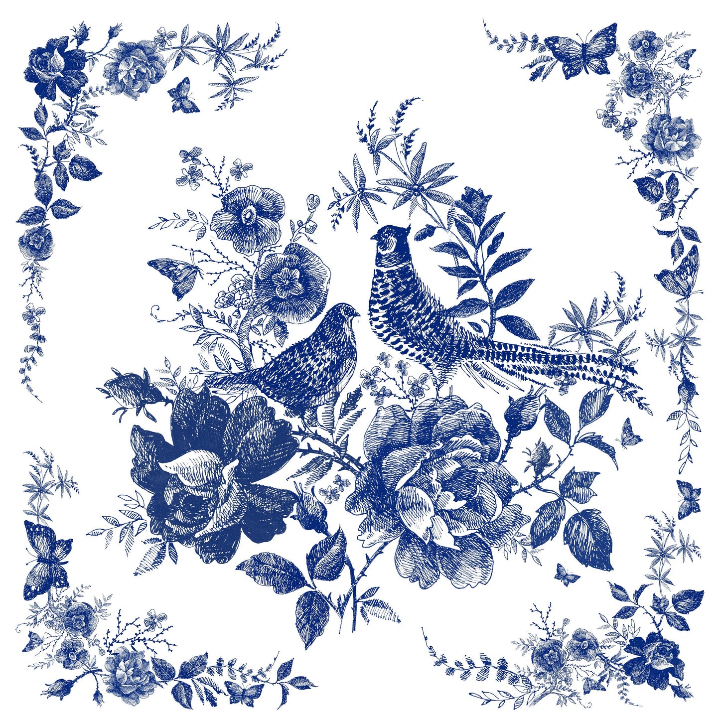 Blue Decoupage Paper for Furniture - Rice Paper Decoupage - Large Decoupage Paper Vintage - Birds and Rose Decoupage