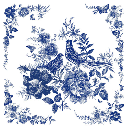Blue Decoupage Paper for Furniture - Rice Paper Decoupage - Large Decoupage Paper Vintage - Birds and Rose Decoupage