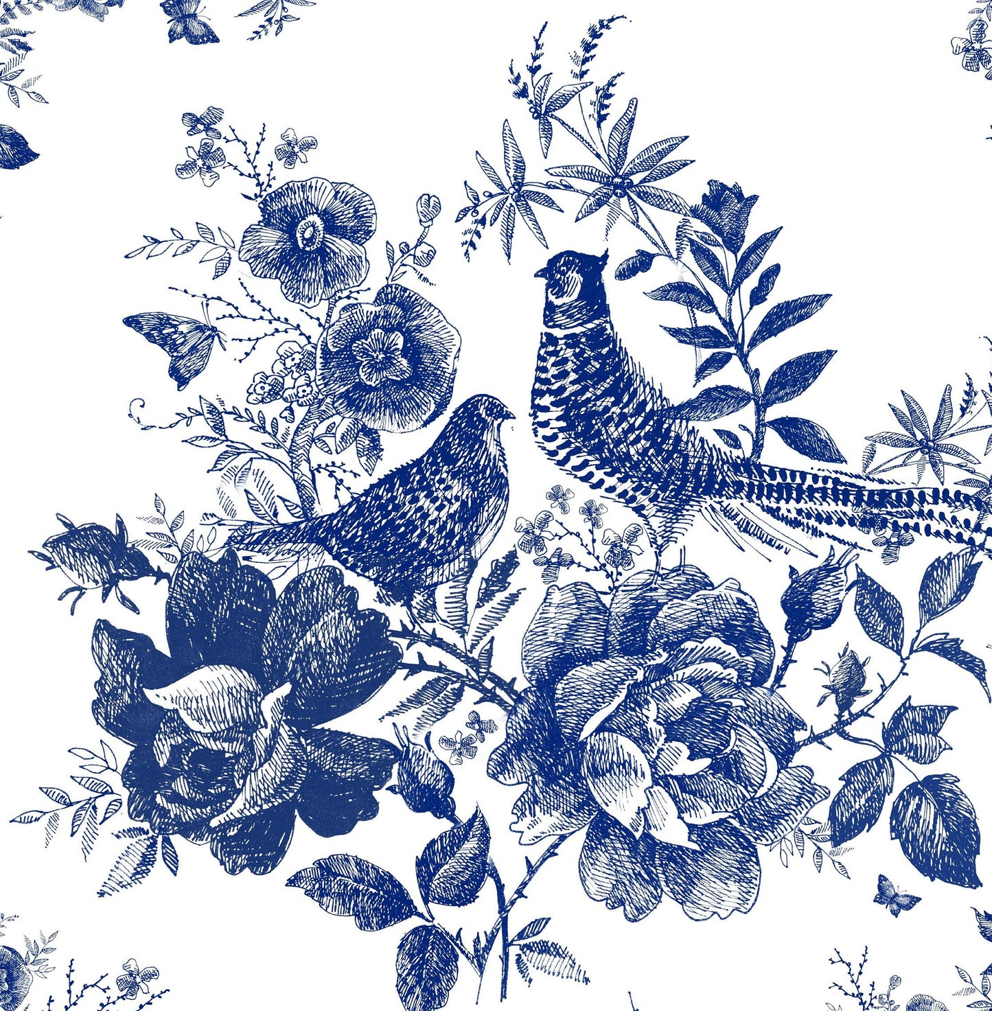 Blue Decoupage Paper for Furniture - Rice Paper Decoupage - Large Decoupage Paper Vintage - Birds and Rose Decoupage