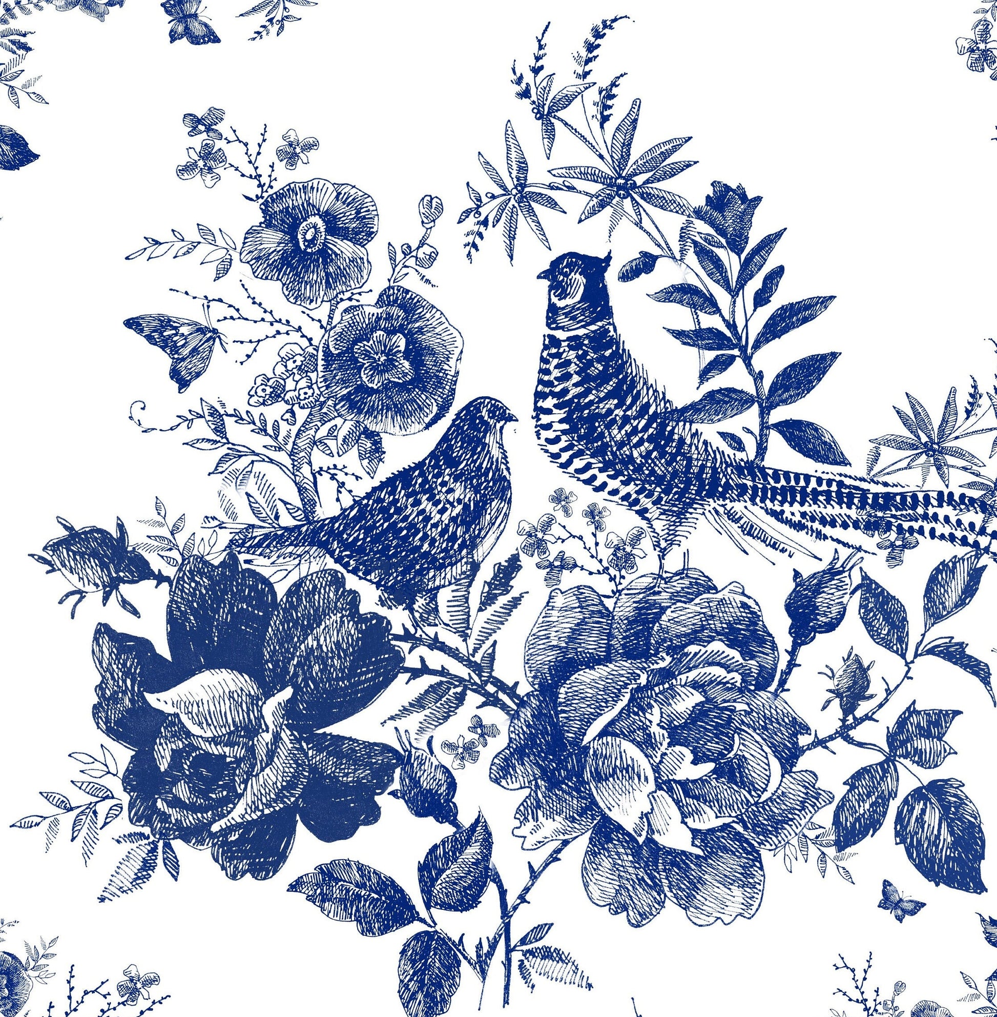 Blue Decoupage Paper for Furniture - Rice Paper Decoupage - Large Decoupage Paper Vintage - Birds and Rose Decoupage