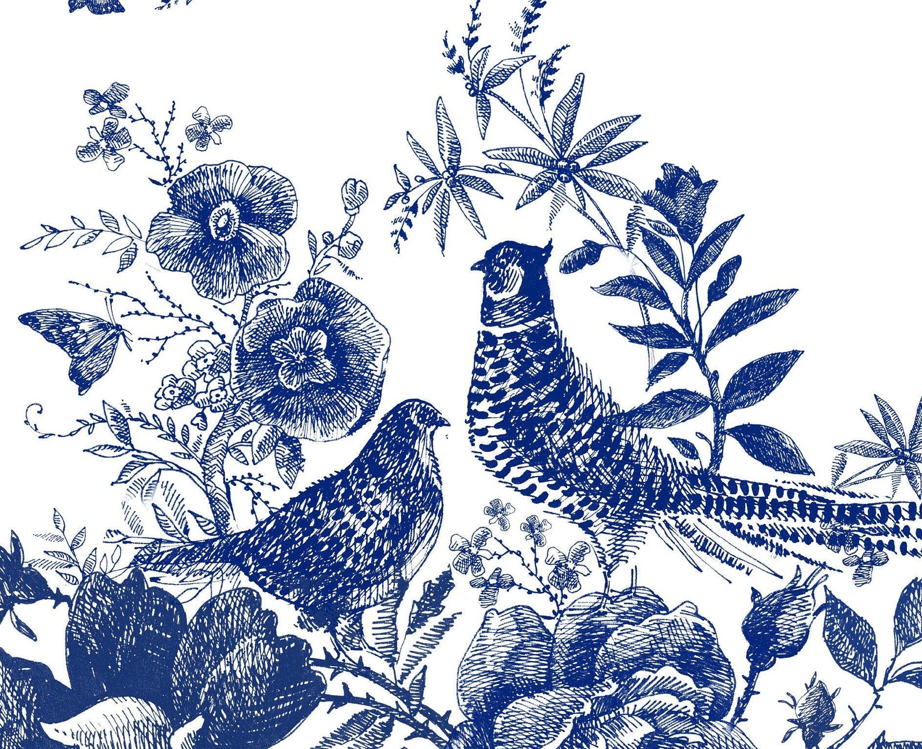 Blue Decoupage Paper for Furniture - Rice Paper Decoupage - Large Decoupage Paper Vintage - Birds and Rose Decoupage