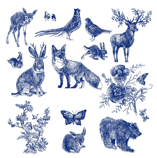 rabbit & fox & butterfly & bear decoupage paper