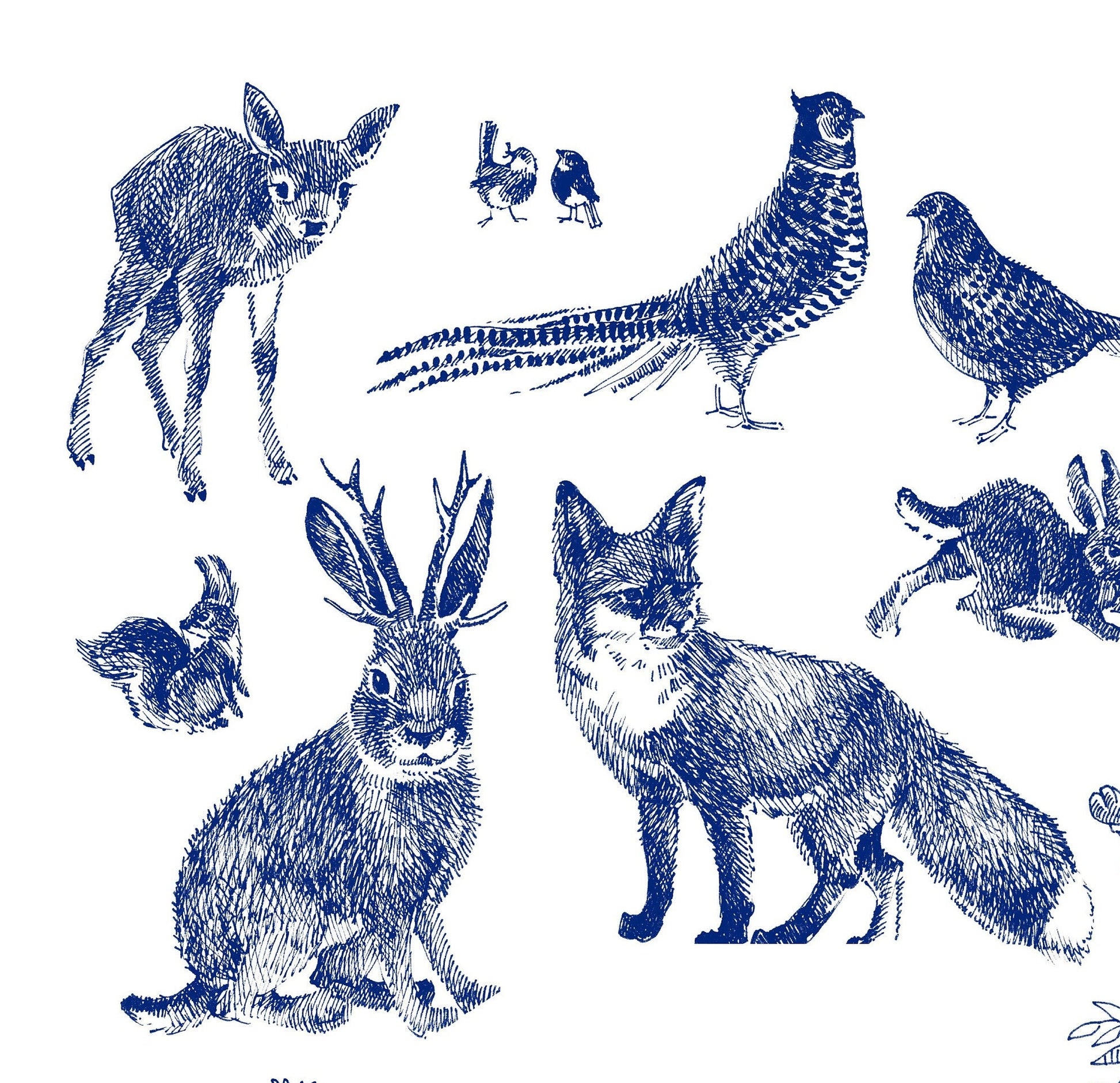 Blue Decoupage Paper for Furniture - Rice Paper Decoupage - Large Decoupage Paper Vintage - Cute Animals Decoupage