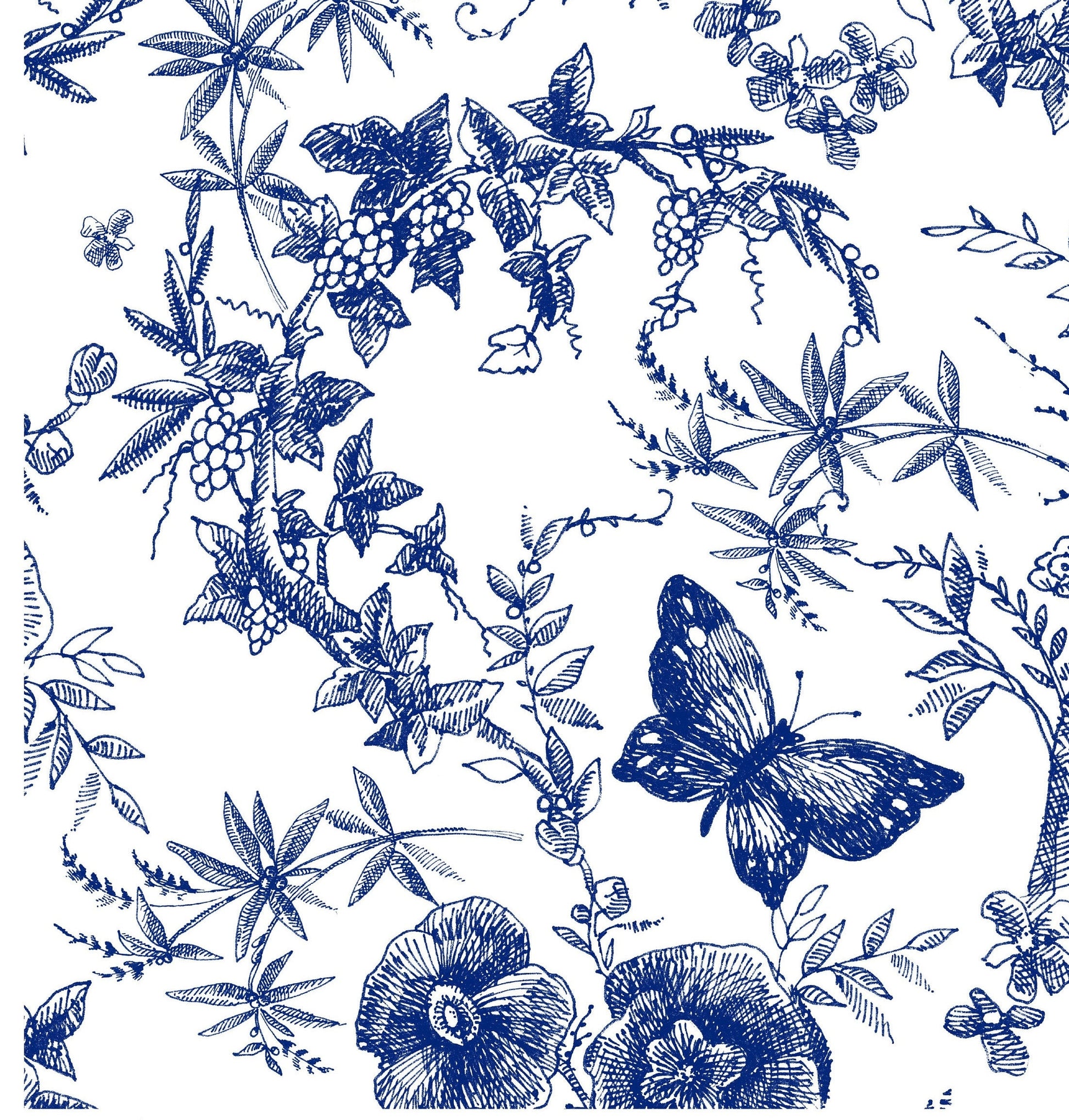 Blue Decoupage Paper for Furniture - Rice Paper Decoupage - Large Decoupage Paper Vintage - Flowers & Butterfly Decoupage