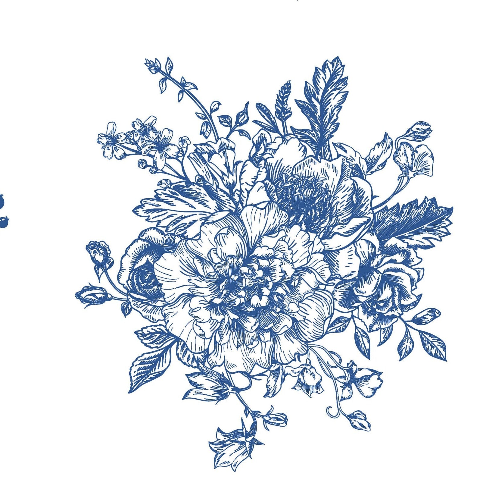 Blue Decoupage Paper for Furniture - Rice Paper Decoupage - Large Decoupage Paper Vintage - Wreath Decoupage