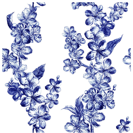 Blossom Blue Decoupage Paper for Furniture - Rice Paper Decoupage - Large Decoupage Paper Vintage - Flowers Decoupage