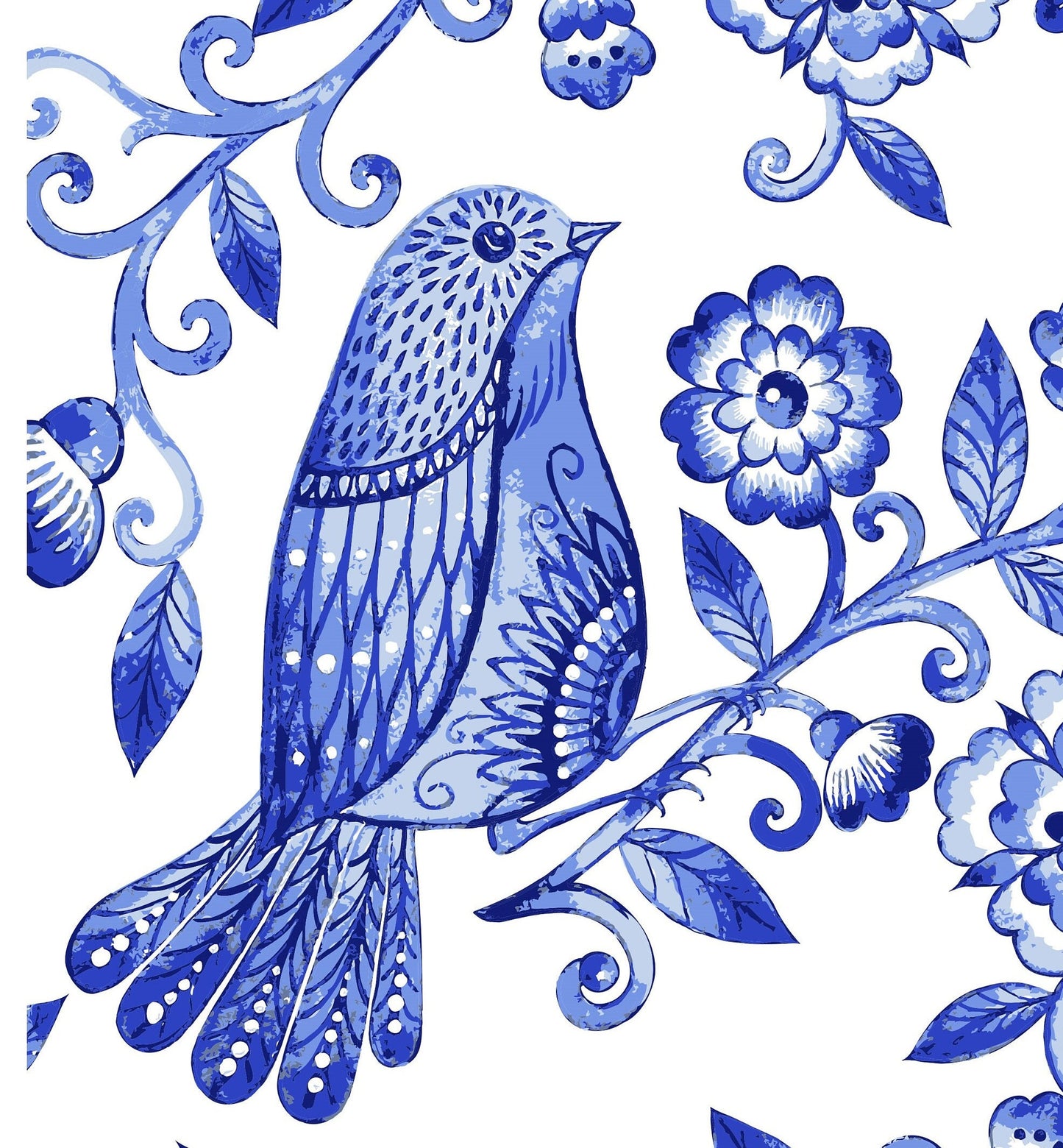 Blue Bird Decoupage Paper for Furniture - Rice Paper Decoupage - Large Decoupage Paper Vintage - Flowers and Bird Decoupage