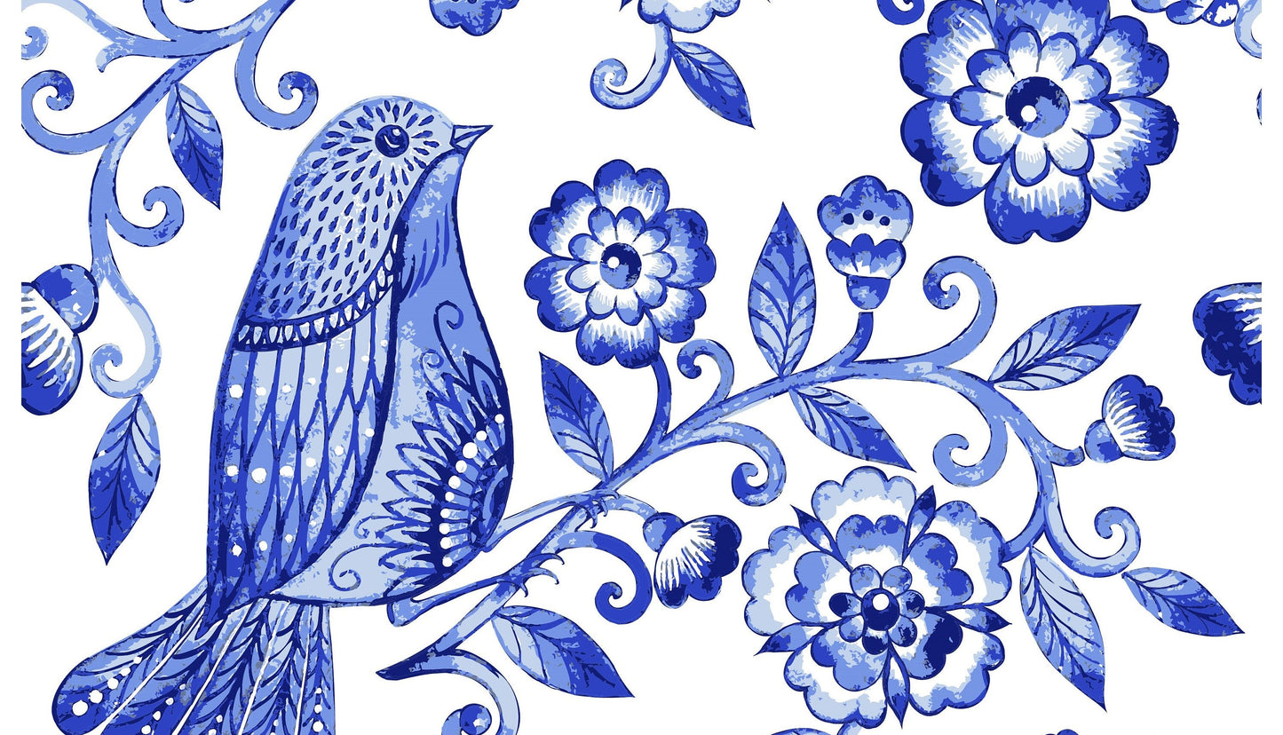 Blue Bird Decoupage Paper for Furniture - Rice Paper Decoupage - Large Decoupage Paper Vintage - Flowers and Bird Decoupage