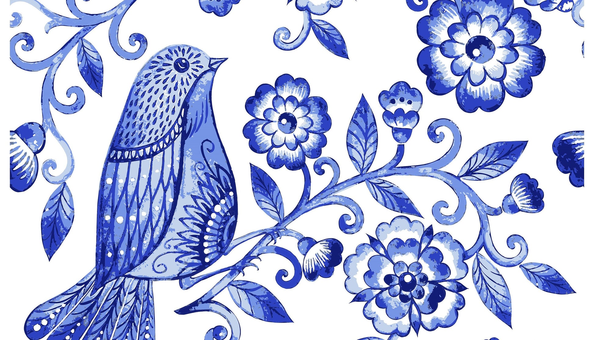 Blue Bird Decoupage Paper for Furniture - Rice Paper Decoupage - Large Decoupage Paper Vintage - Flowers and Bird Decoupage