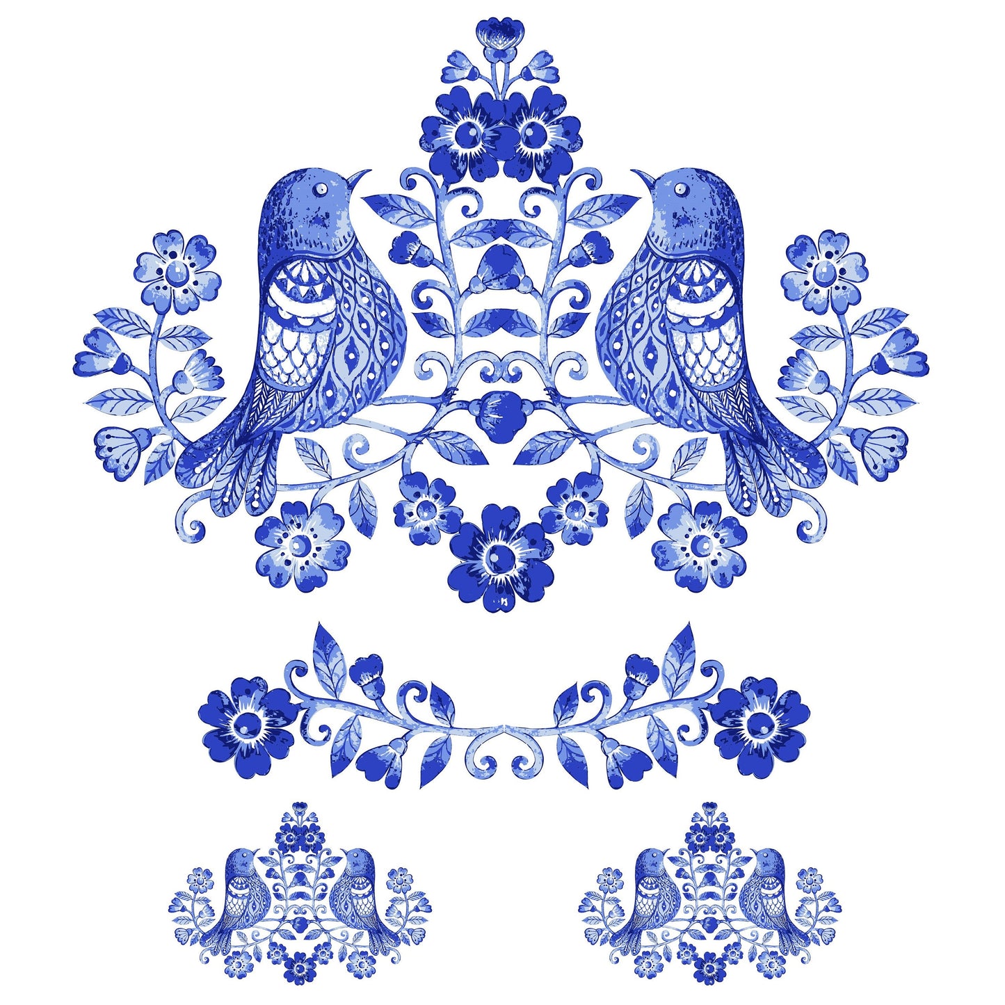 Blue Bird Decoupage Paper for Furniture - Rice Paper Decoupage - Large Decoupage Paper Vintage - Flowers and Bird Decoupage