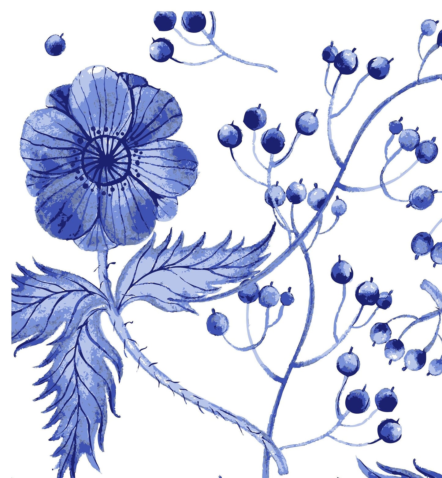 Blue Flowers Decoupage Paper for DIY Furniture - Large Vintage Rice Paper - Floral Prints Decoupage