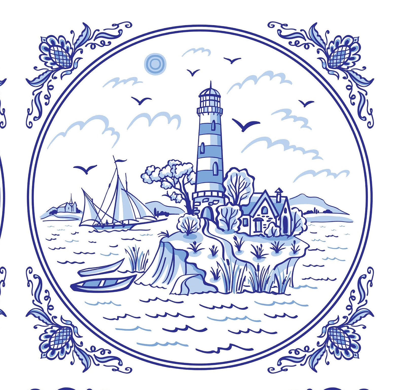 Mill - Lighthouse - Flowers - Bird Decoupage Paper for Furniture and Crafts - Large Rice Paper - Vintage Floral and Bird Prints