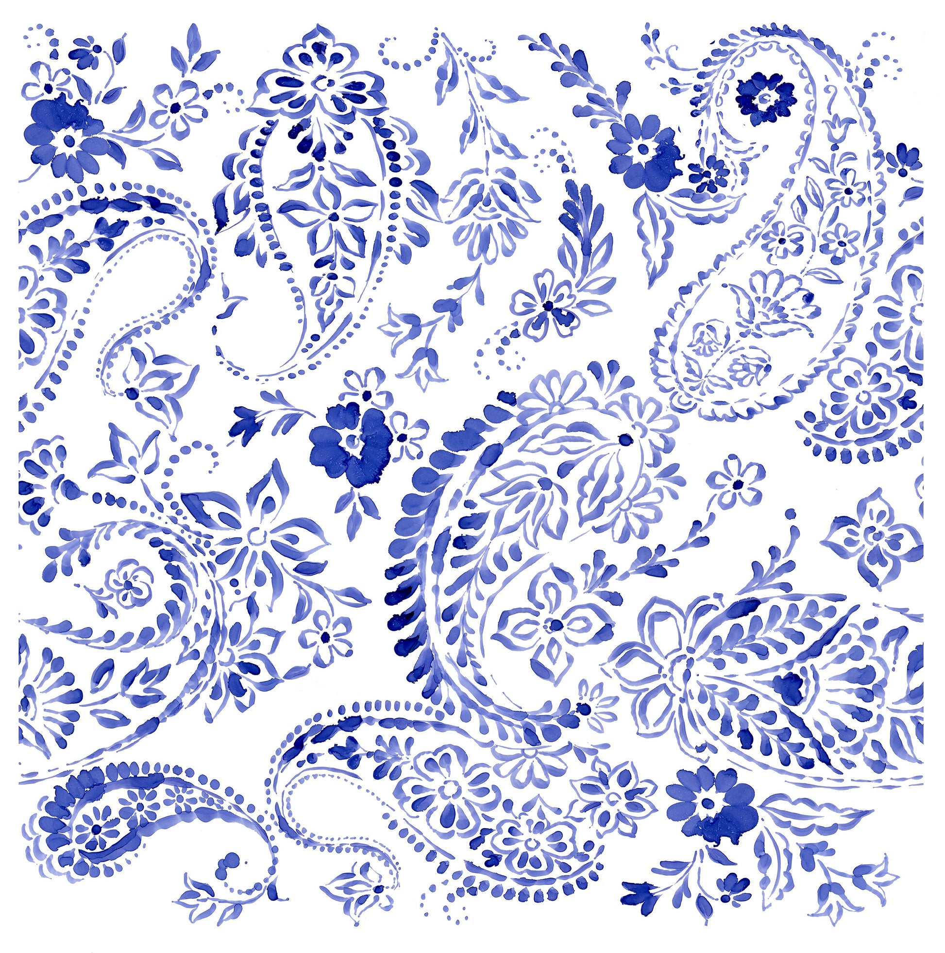 Blue Floral Illustrations Decoupage Paper for Furniture and Crafts - Large Rice Paper - Vintage Flowers and Birds Prints