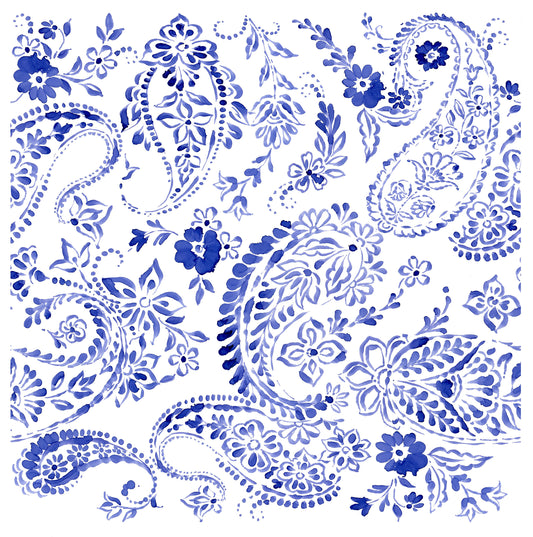 Blue Floral Illustrations Decoupage Paper for Furniture and Crafts - Large Rice Paper - Vintage Flowers and Birds Prints