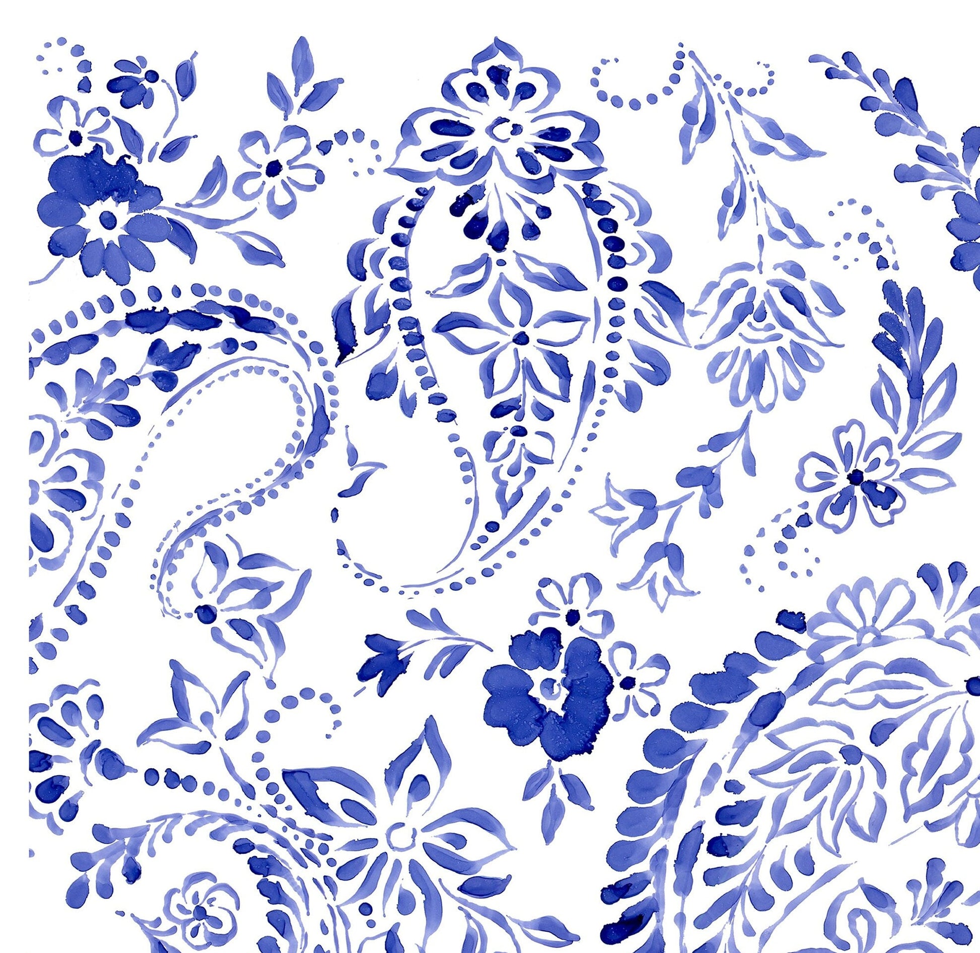 Blue Floral Illustrations Decoupage Paper for Furniture and Crafts - Large Rice Paper - Vintage Flowers and Birds Prints