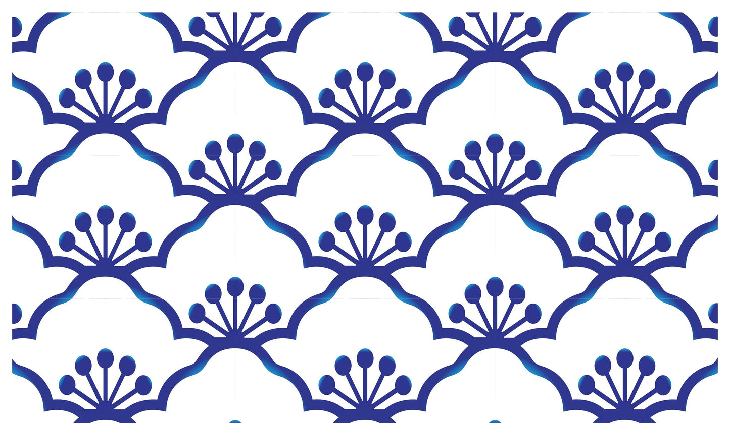 Blue Geometric Illustrations Decoupage Paper for Furniture - Large Rice Paper Decoupage - Vintage Patterns for Decoupage