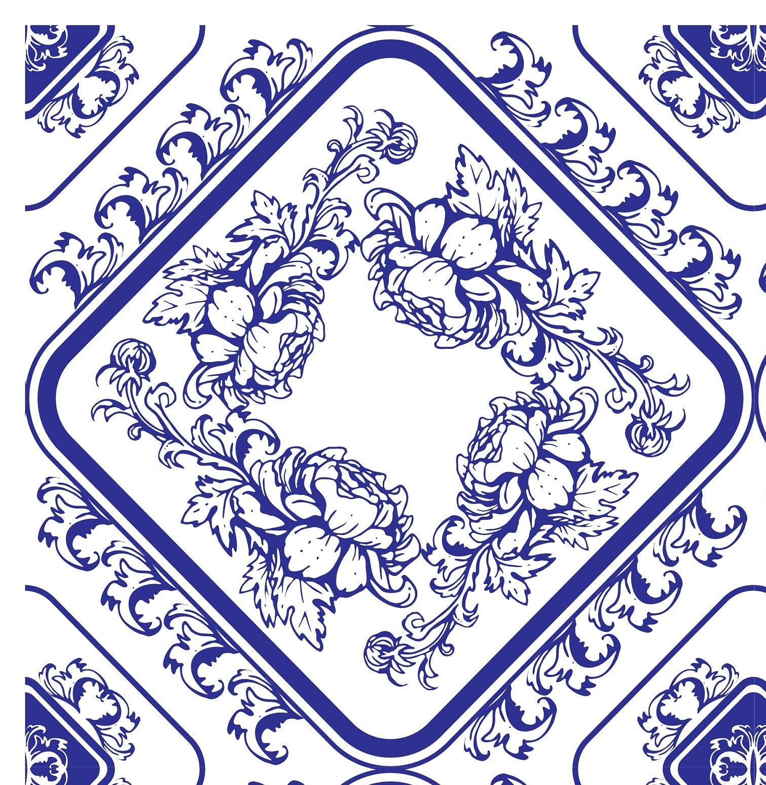 Blue Geometric Illustrations Decoupage Paper for Furniture - Large Rice Paper Decoupage - Vintage Patterns for Decoupage