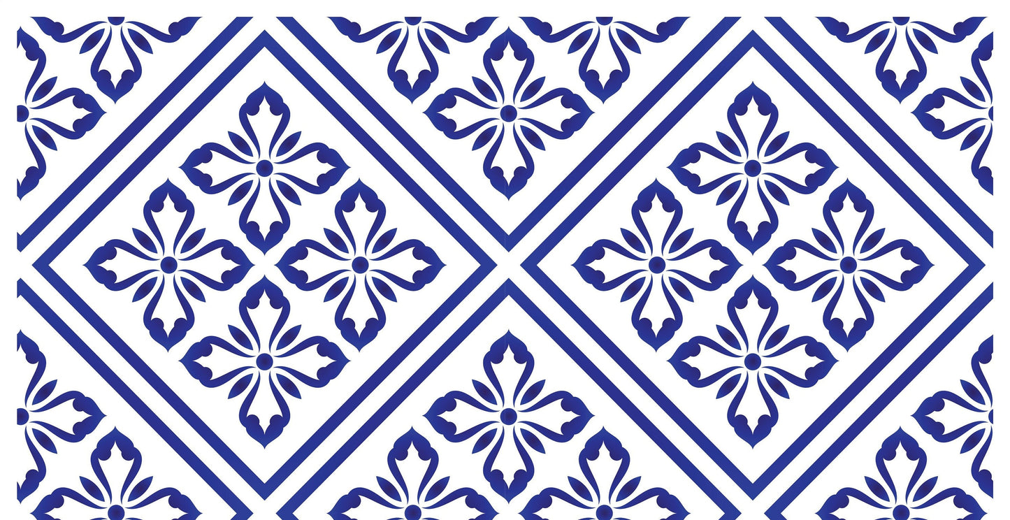 Blue Geometric Illustrations Decoupage Paper for Furniture - Large Rice Paper Decoupage - Vintage Patterns for Decoupage