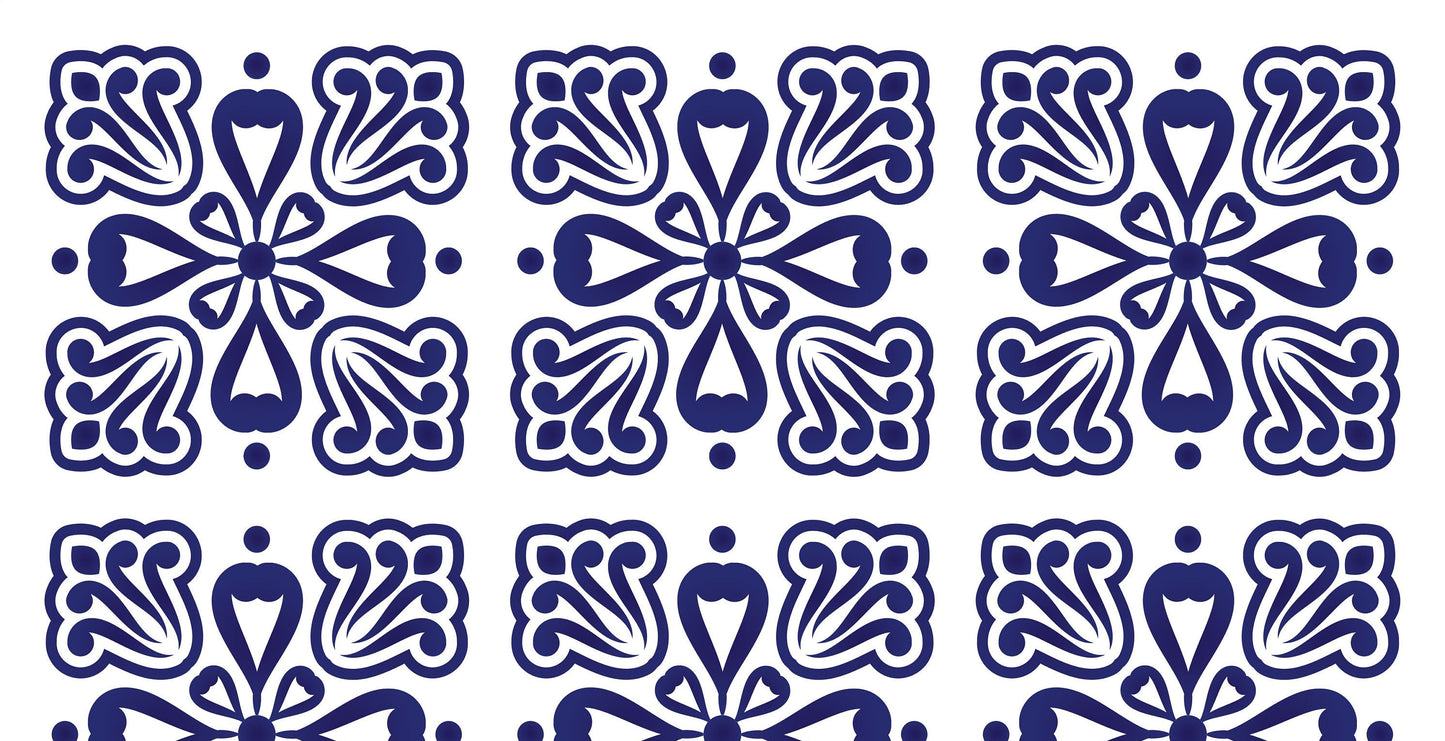 Blue Geometric Illustrations Decoupage Paper for Furniture - Large Rice Paper Decoupage - Vintage Patterns for Decoupage