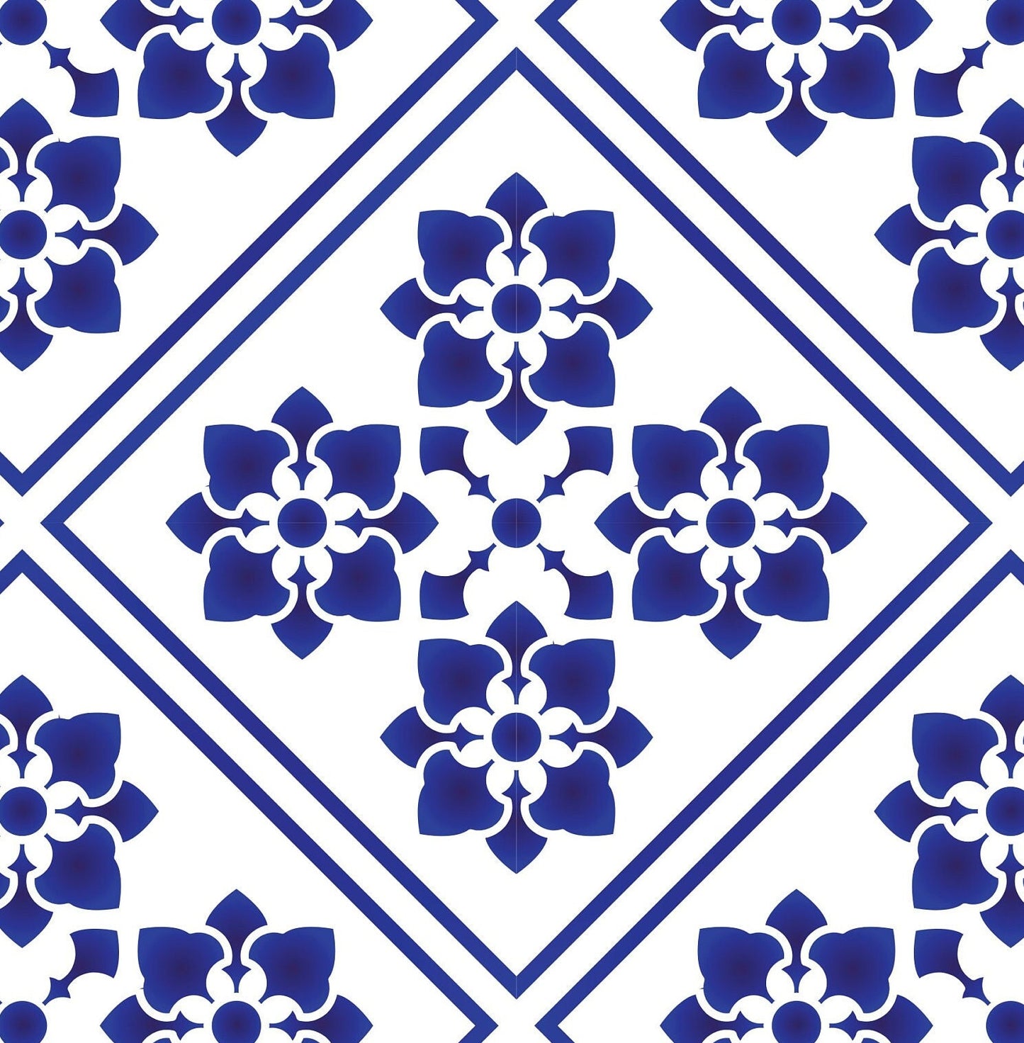 Blue Geometric Illustrations Decoupage Paper for Furniture - Large Rice Paper Decoupage - Vintage Patterns for Decoupage