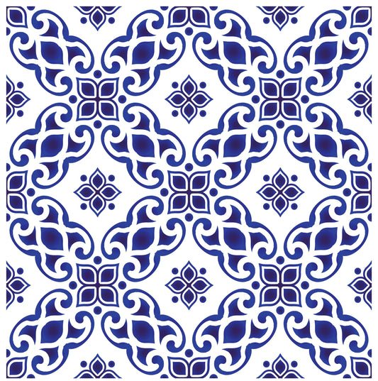 Blue Geometric Illustrations Decoupage Paper for Furniture - Large Rice Paper Decoupage - Vintage Patterns for Decoupage
